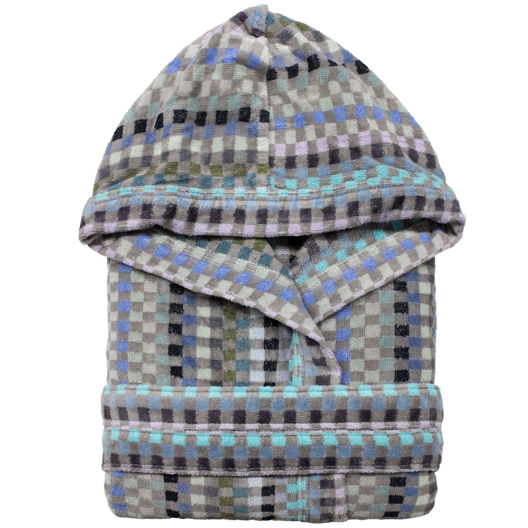 Accappatoio uomo donna in spugna velour cinigliato con cappuccio Jacquard 7126