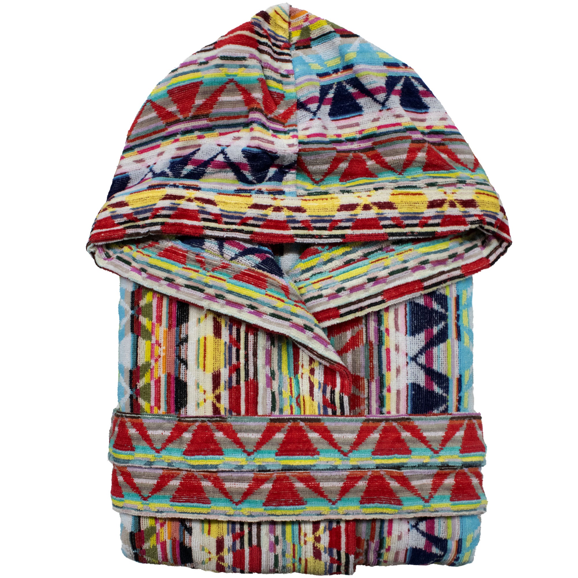 Accappatoio uomo donna in spugna velour cinigliato con cappuccio Jacquard 7126