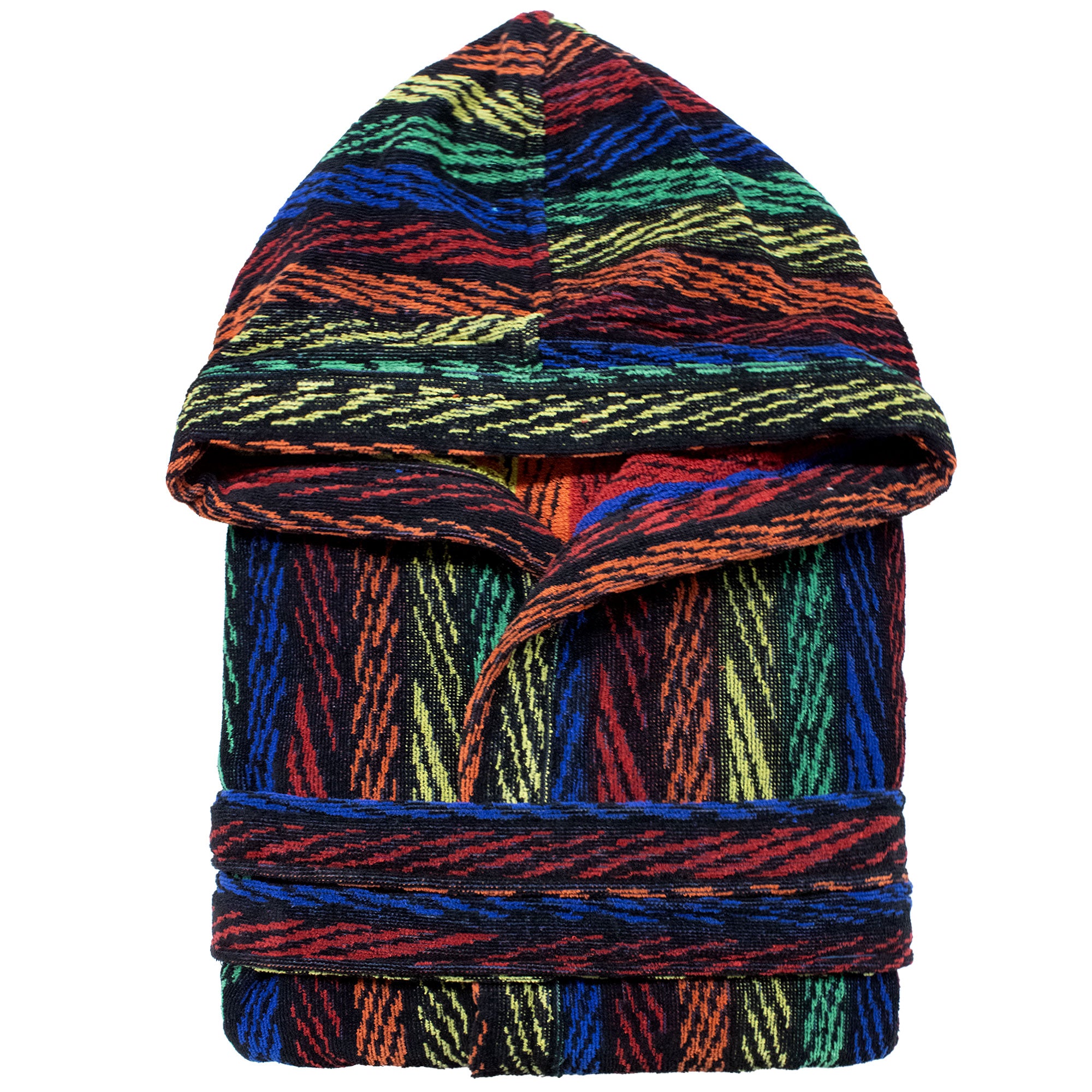 Accappatoio uomo donna in spugna velour cinigliato con cappuccio Jacquard 7126