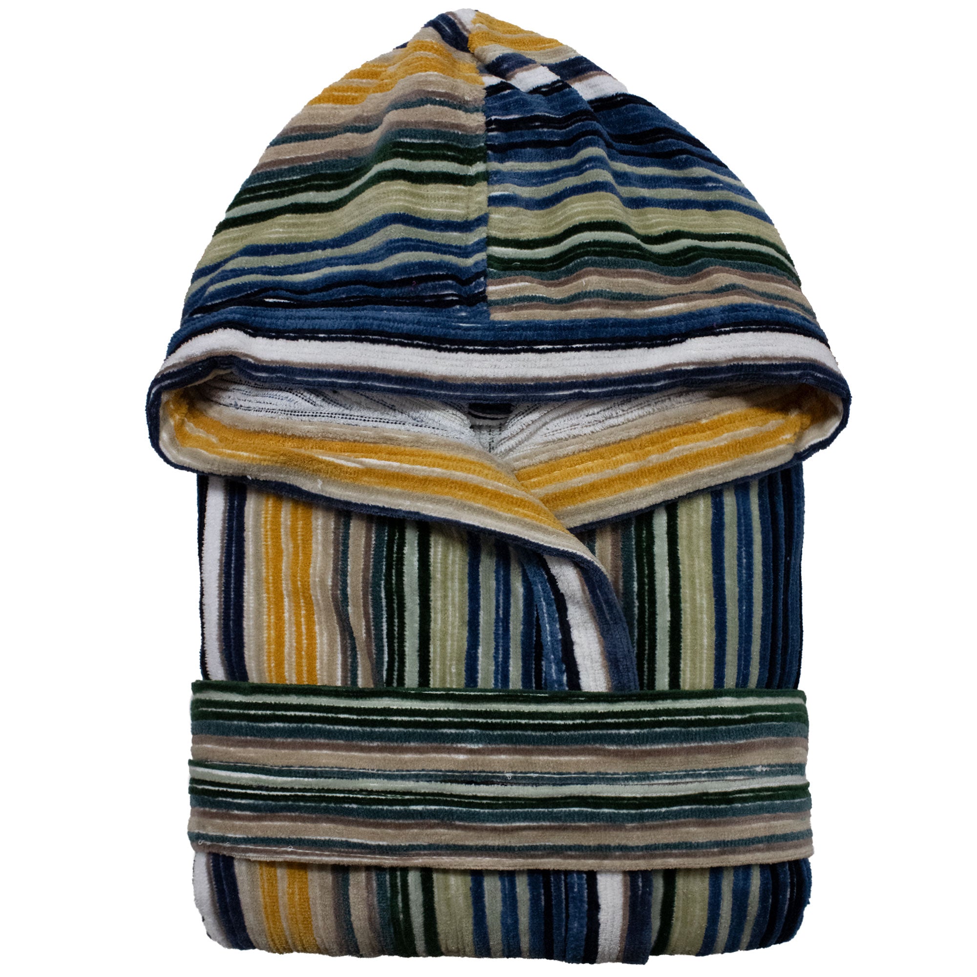 Accappatoio uomo donna in spugna velour cinigliato con cappuccio Jacquard 7126