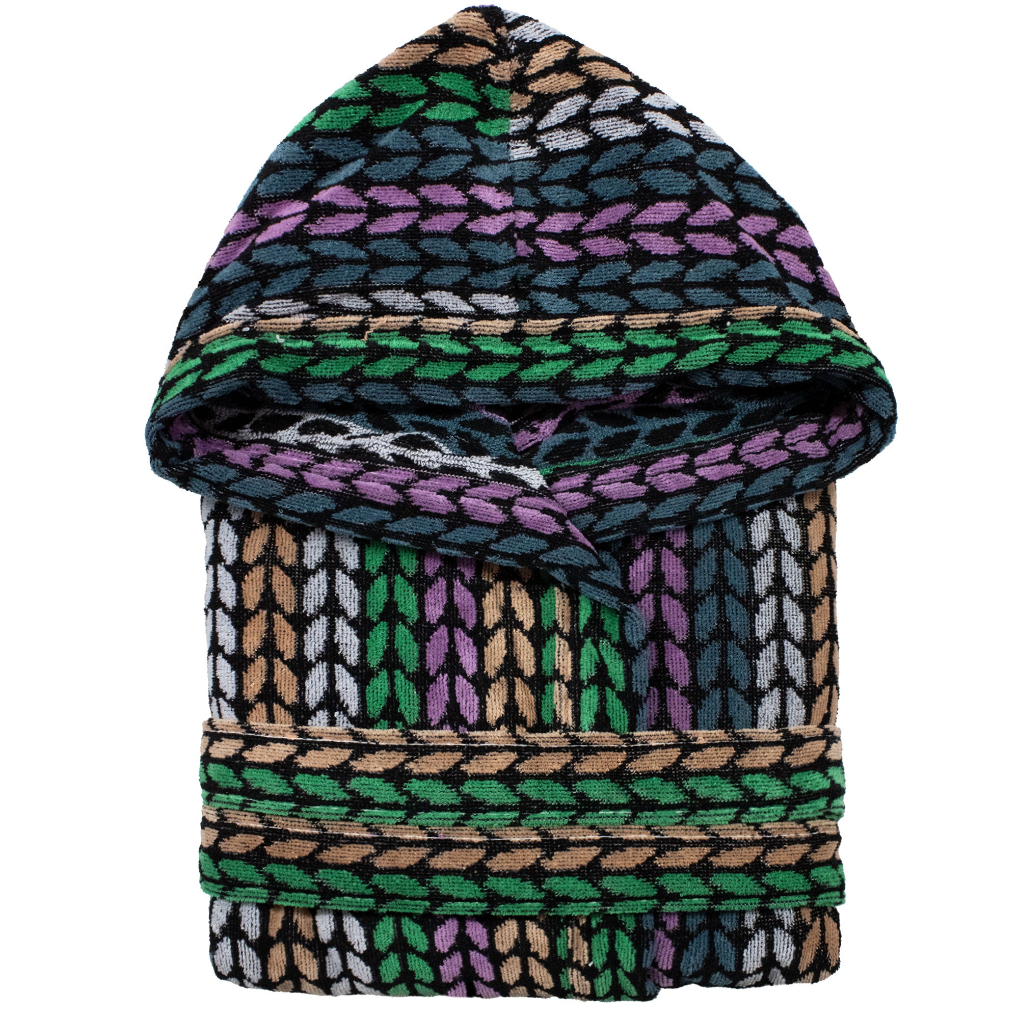 Accappatoio uomo donna in spugna velour cinigliato con cappuccio Jacquard 7126