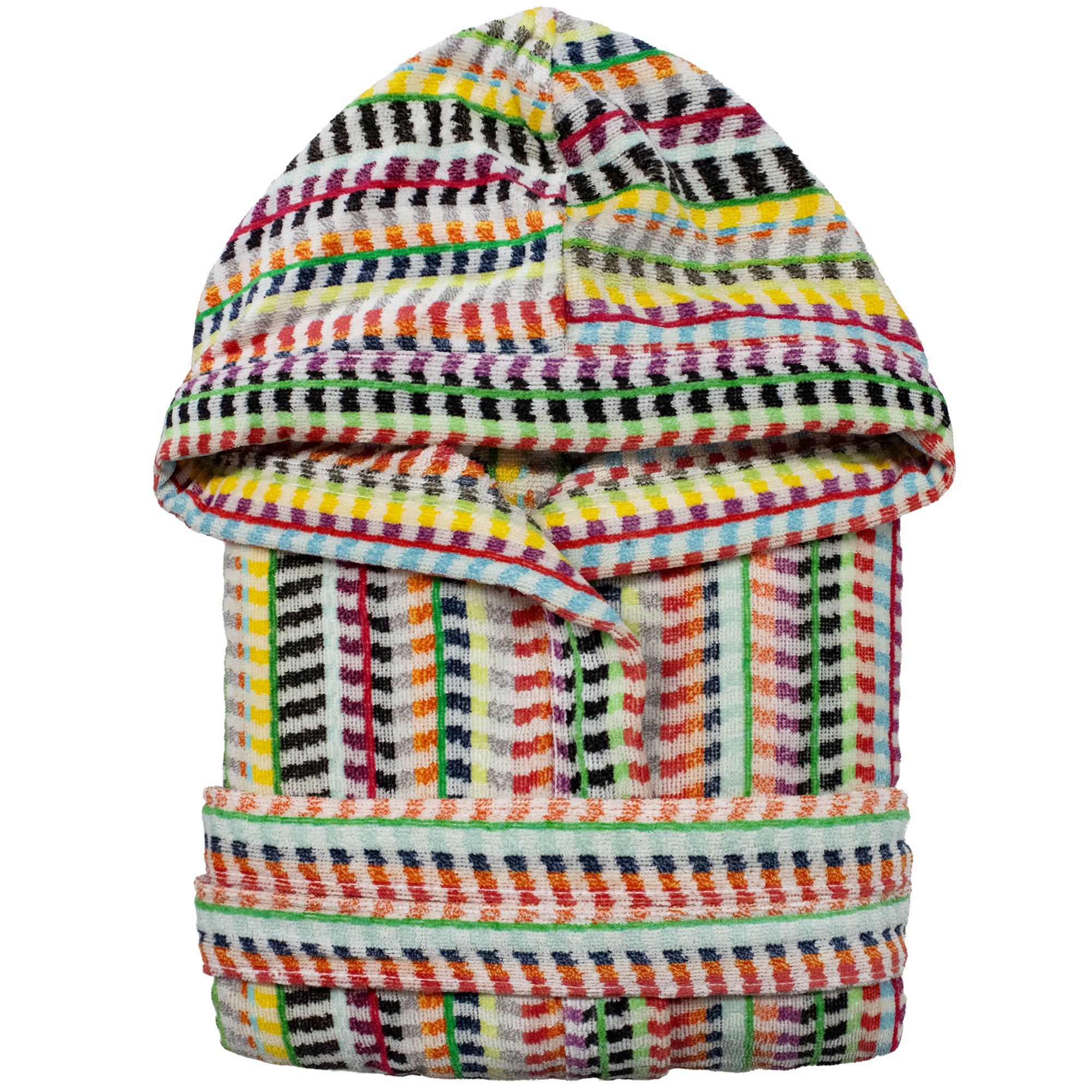 Accappatoio uomo donna in spugna velour cinigliato con cappuccio Jacquard 7126