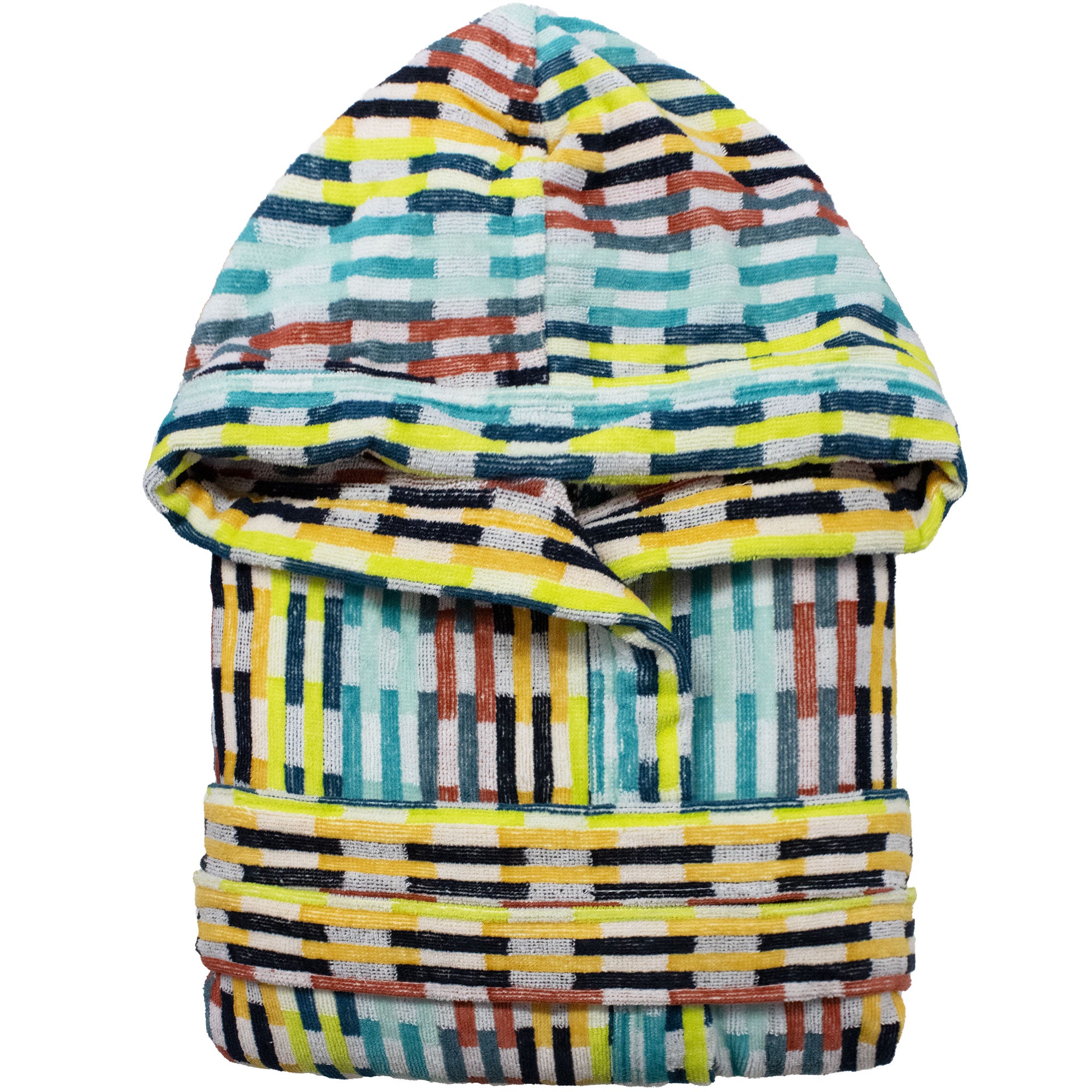 Accappatoio uomo donna in spugna velour cinigliato con cappuccio Jacquard 7126