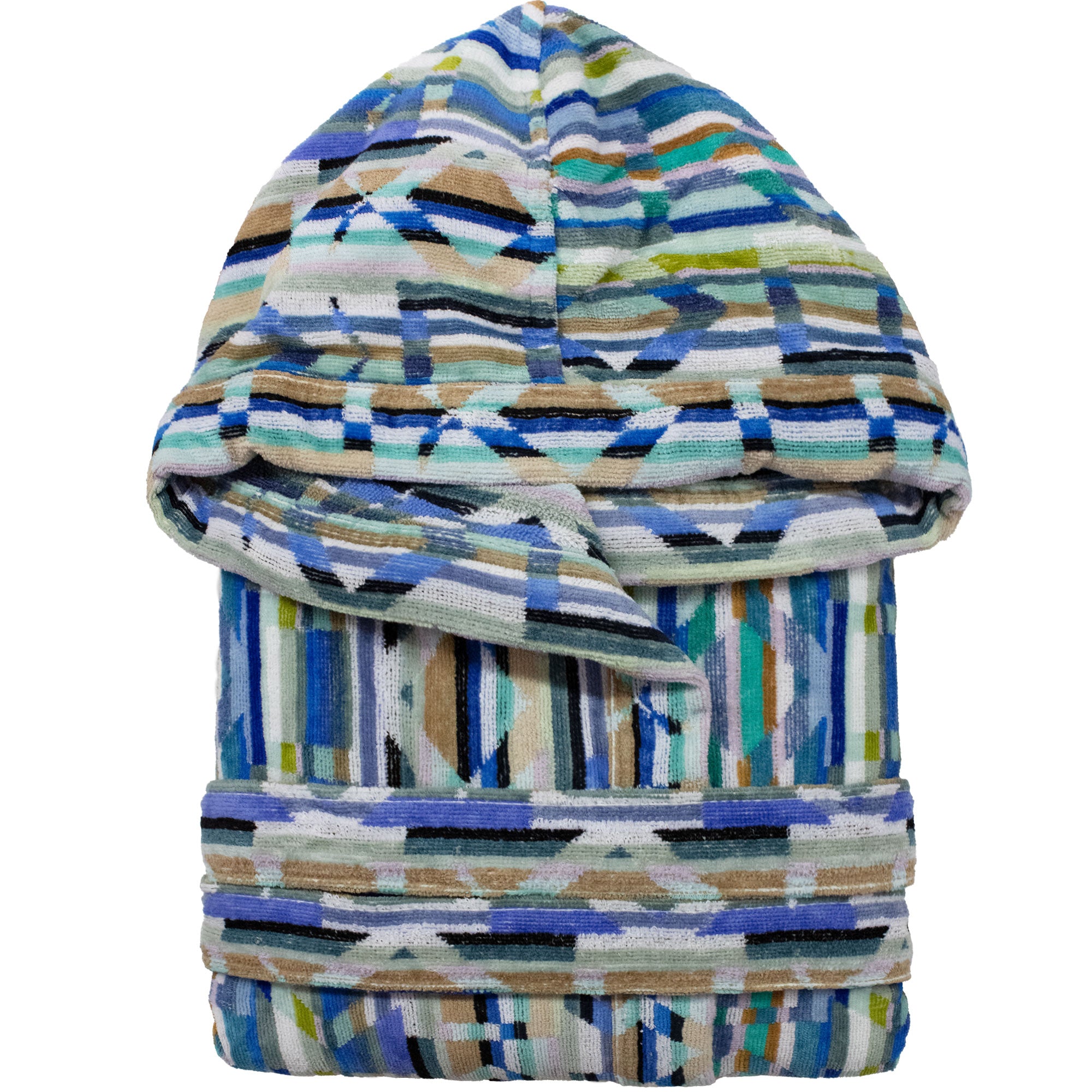 Accappatoio uomo donna in spugna velour cinigliato con cappuccio Jacquard 7126