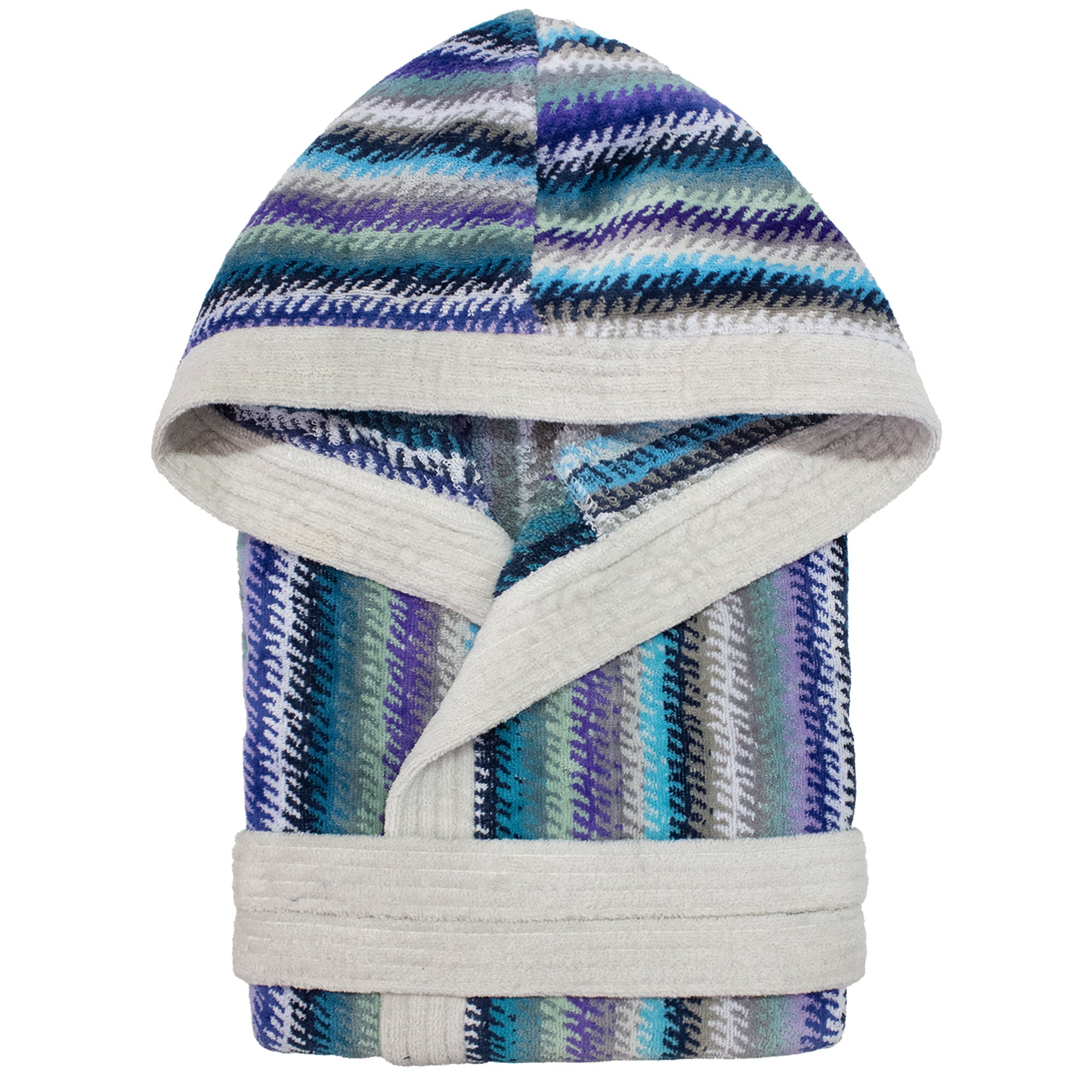 Accappatoio uomo donna in spugna velour cinigliato con cappuccio Jacquard 7126