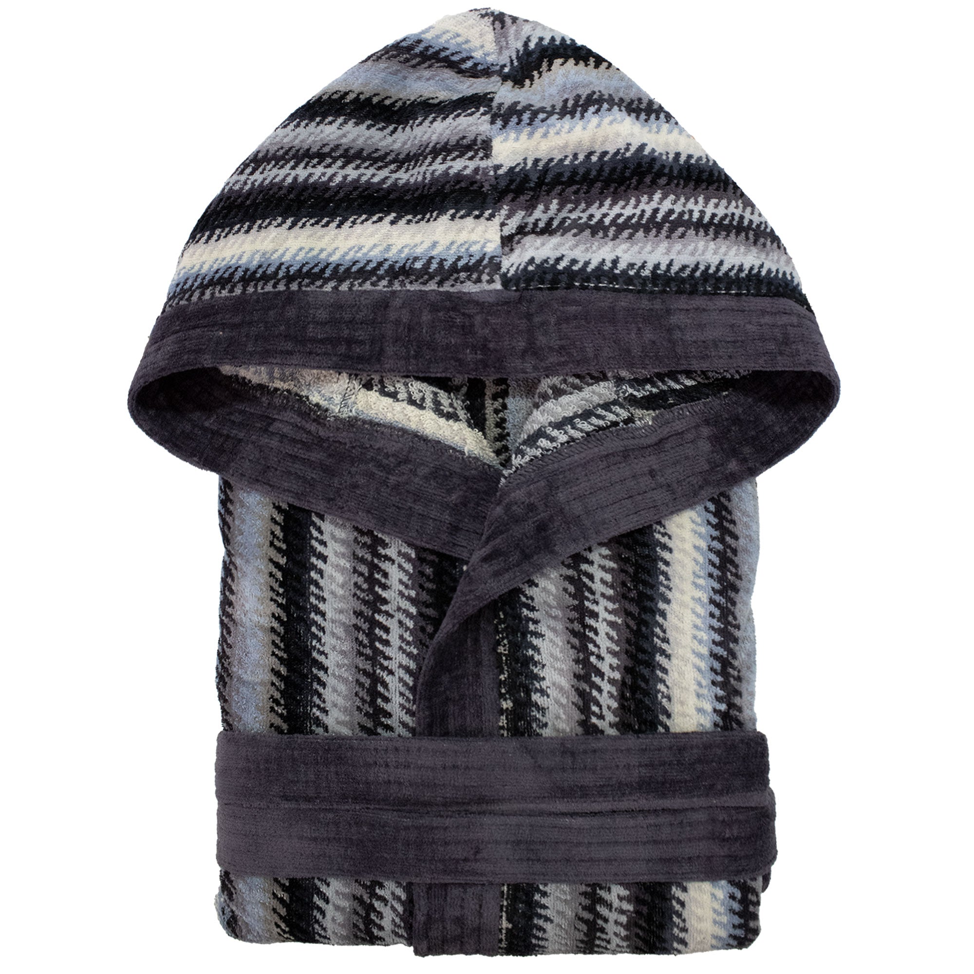 Accappatoio uomo donna in spugna velour cinigliato con cappuccio Jacquard 7126