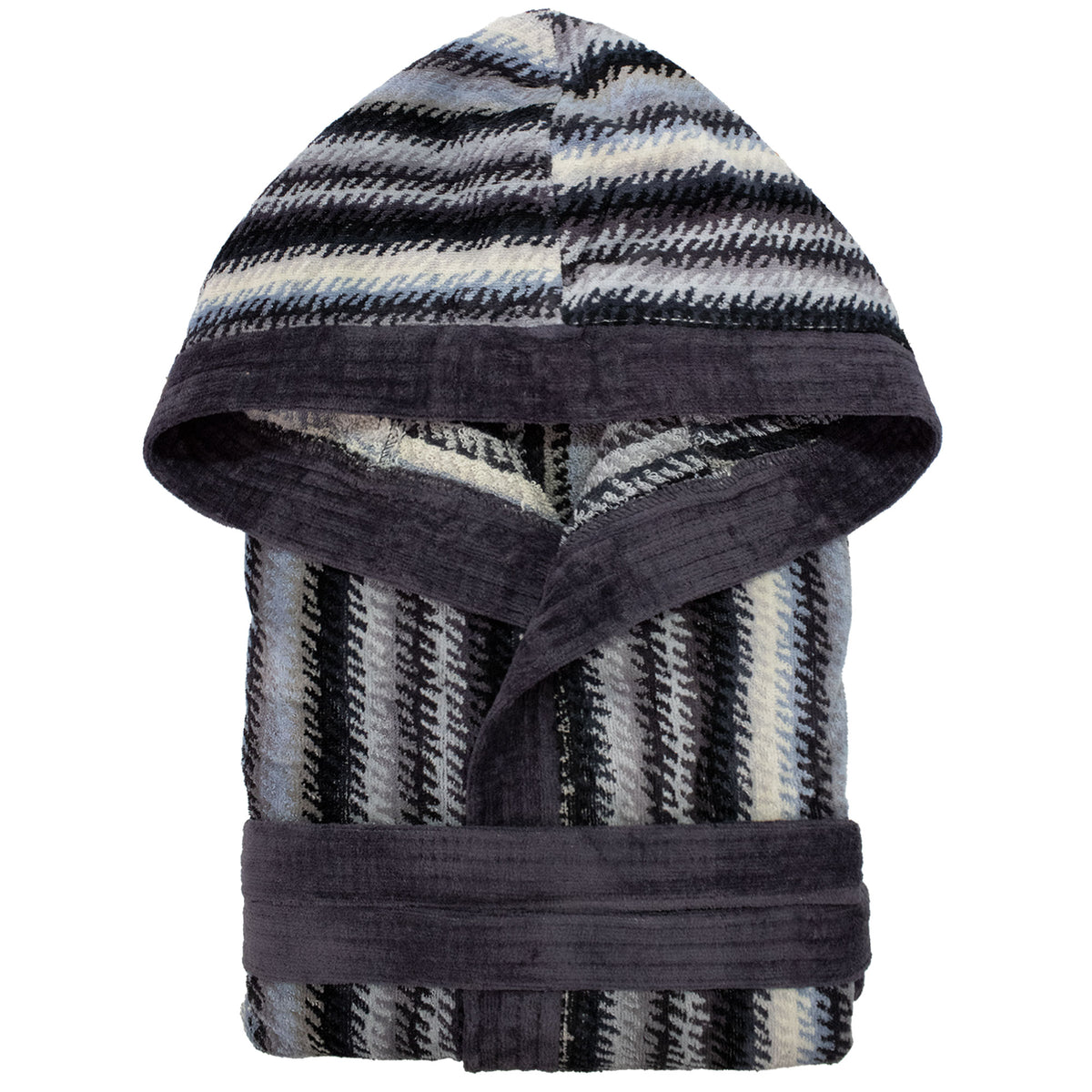 Accappatoio uomo donna in spugna velour cinigliato con cappuccio Jacquard 7126