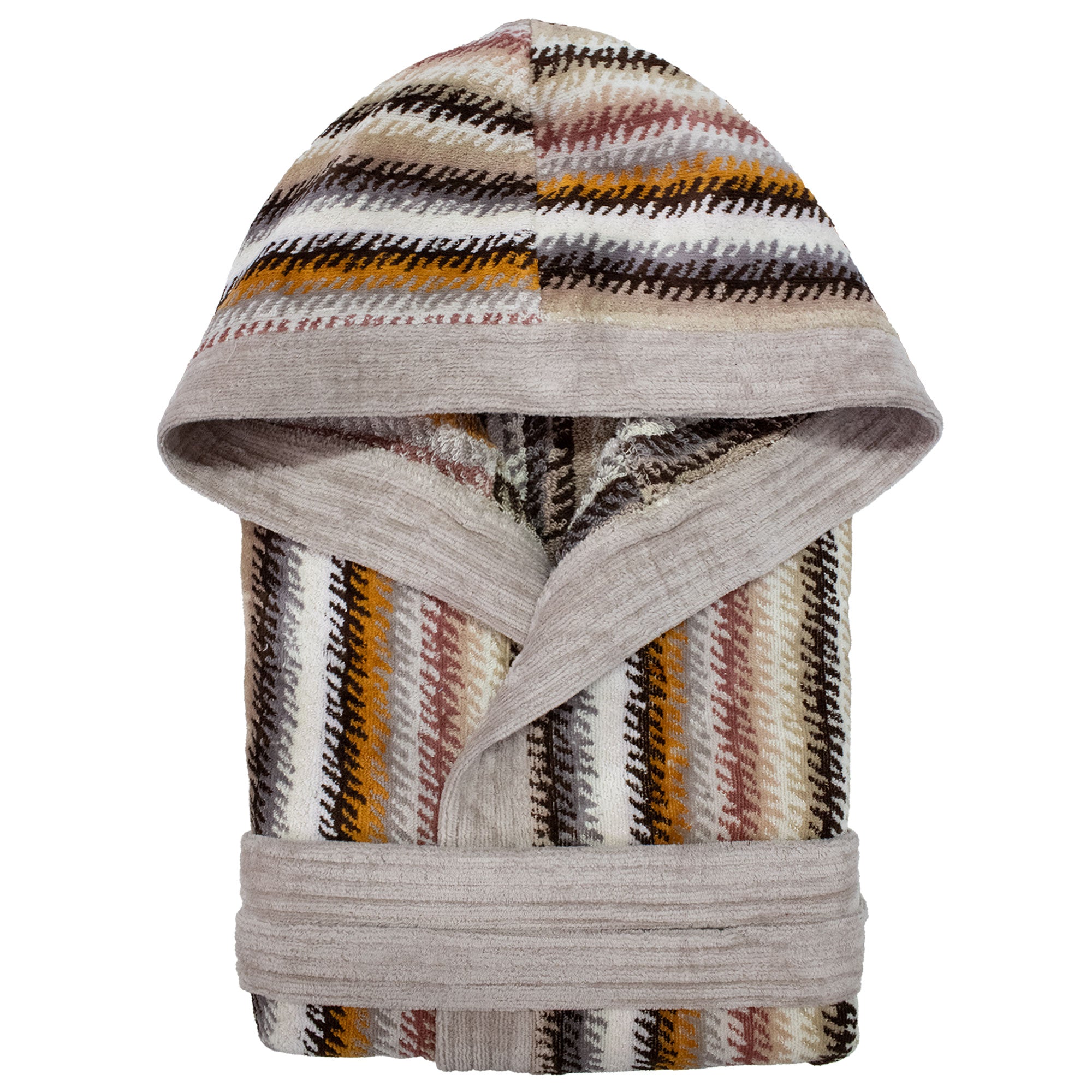 Accappatoio uomo donna in spugna velour cinigliato con cappuccio Jacquard 7126