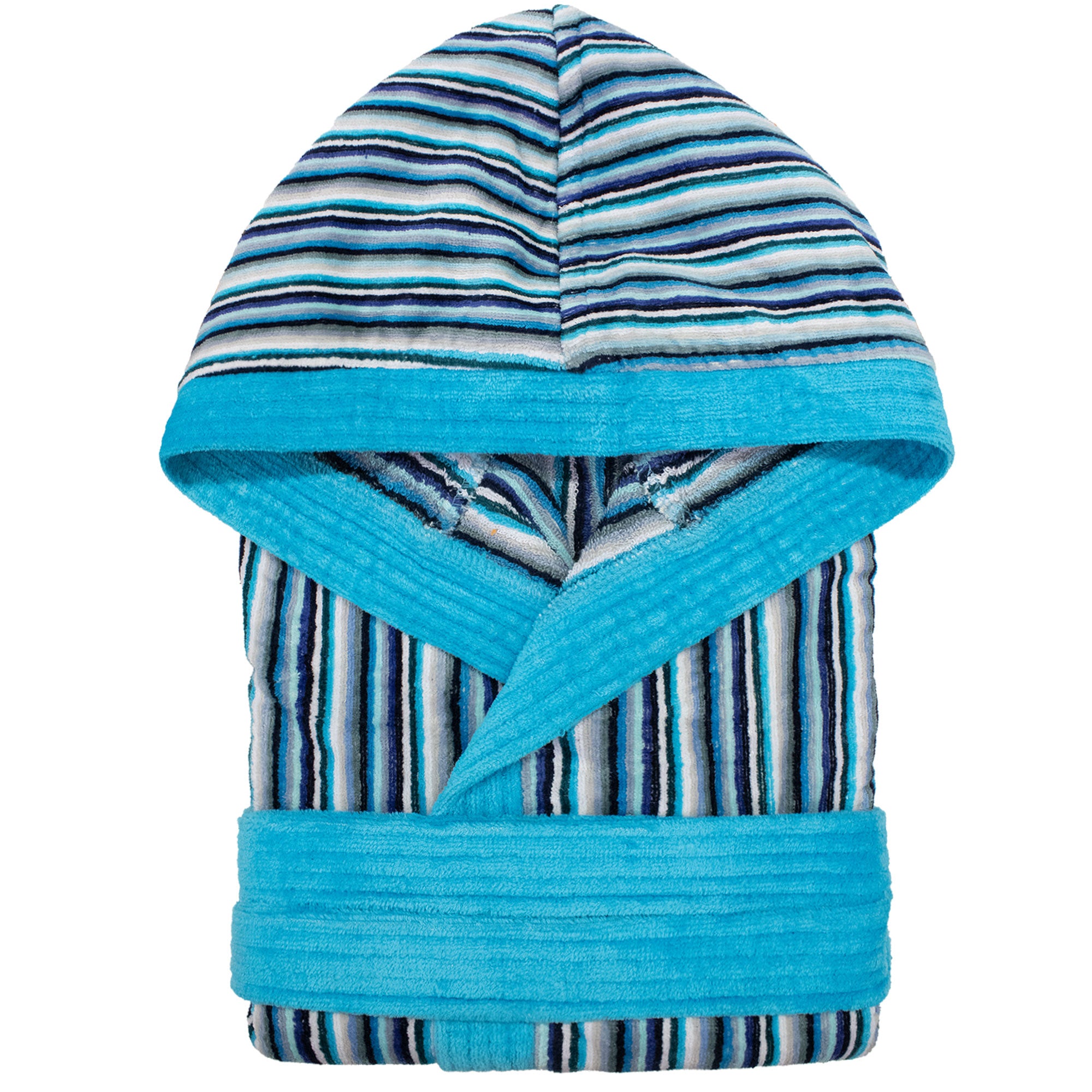 Accappatoio uomo donna in spugna velour cinigliato con cappuccio Jacquard 7126