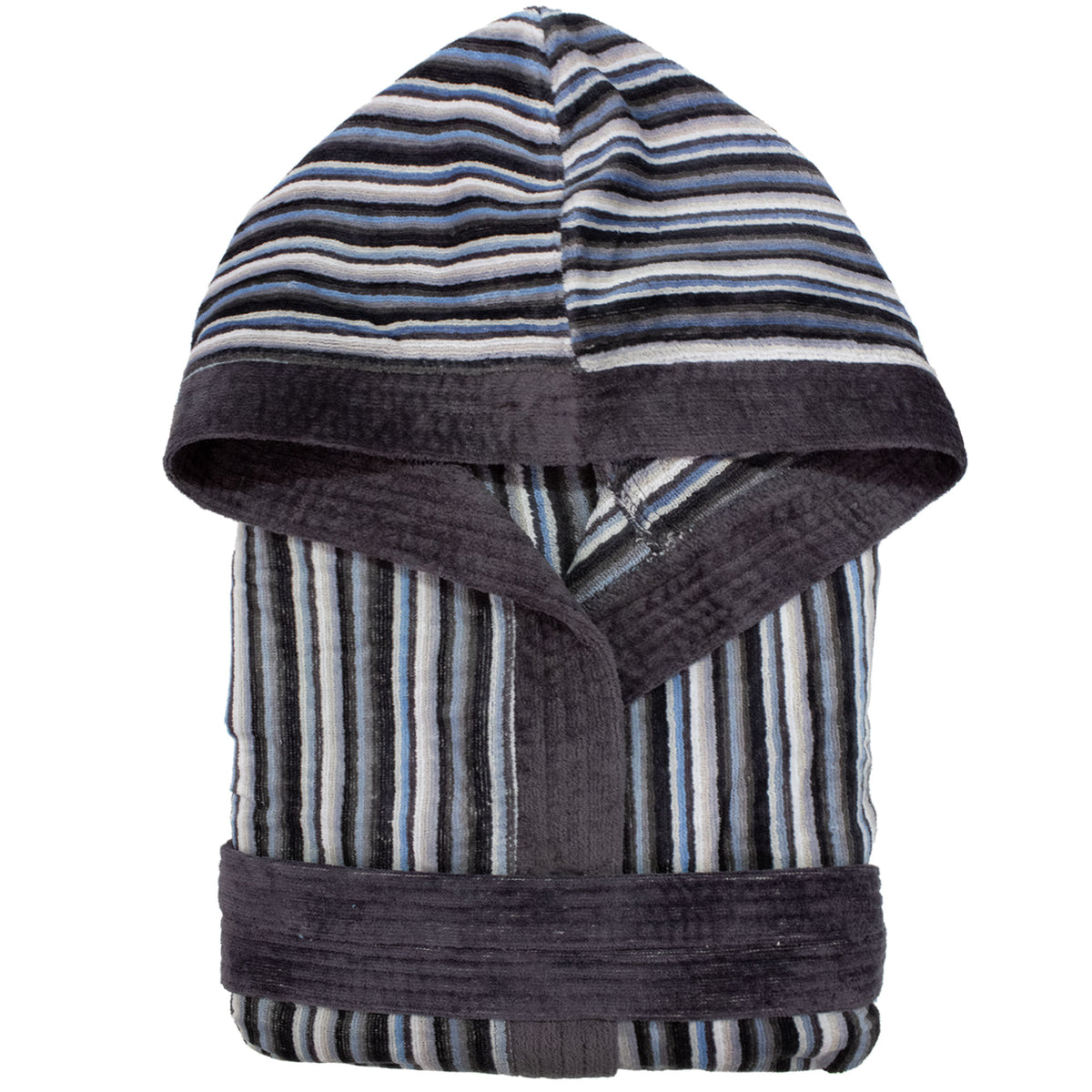 Accappatoio uomo donna in spugna velour cinigliato con cappuccio Jacquard 7126