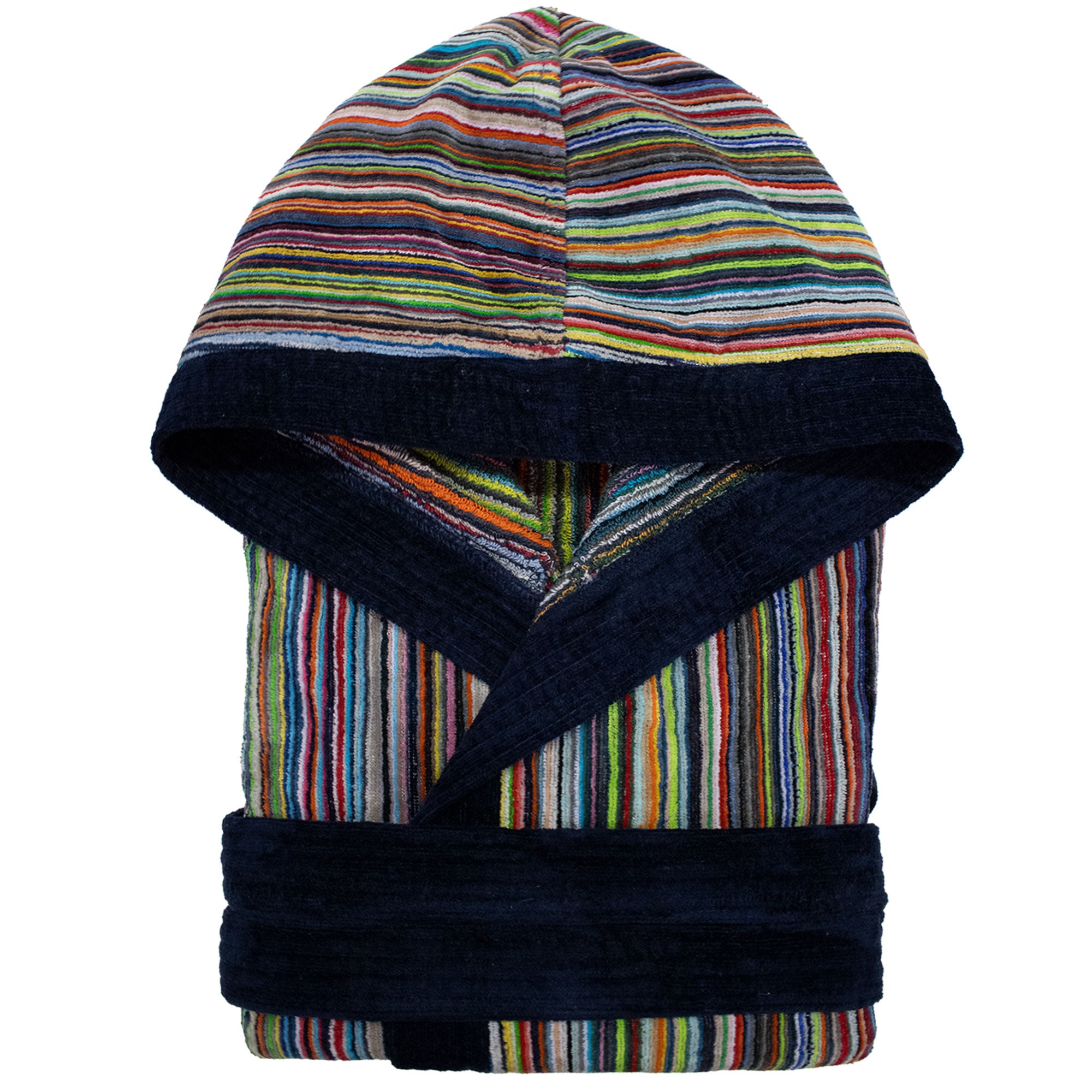 Accappatoio uomo donna in spugna velour cinigliato con cappuccio Jacquard 7126