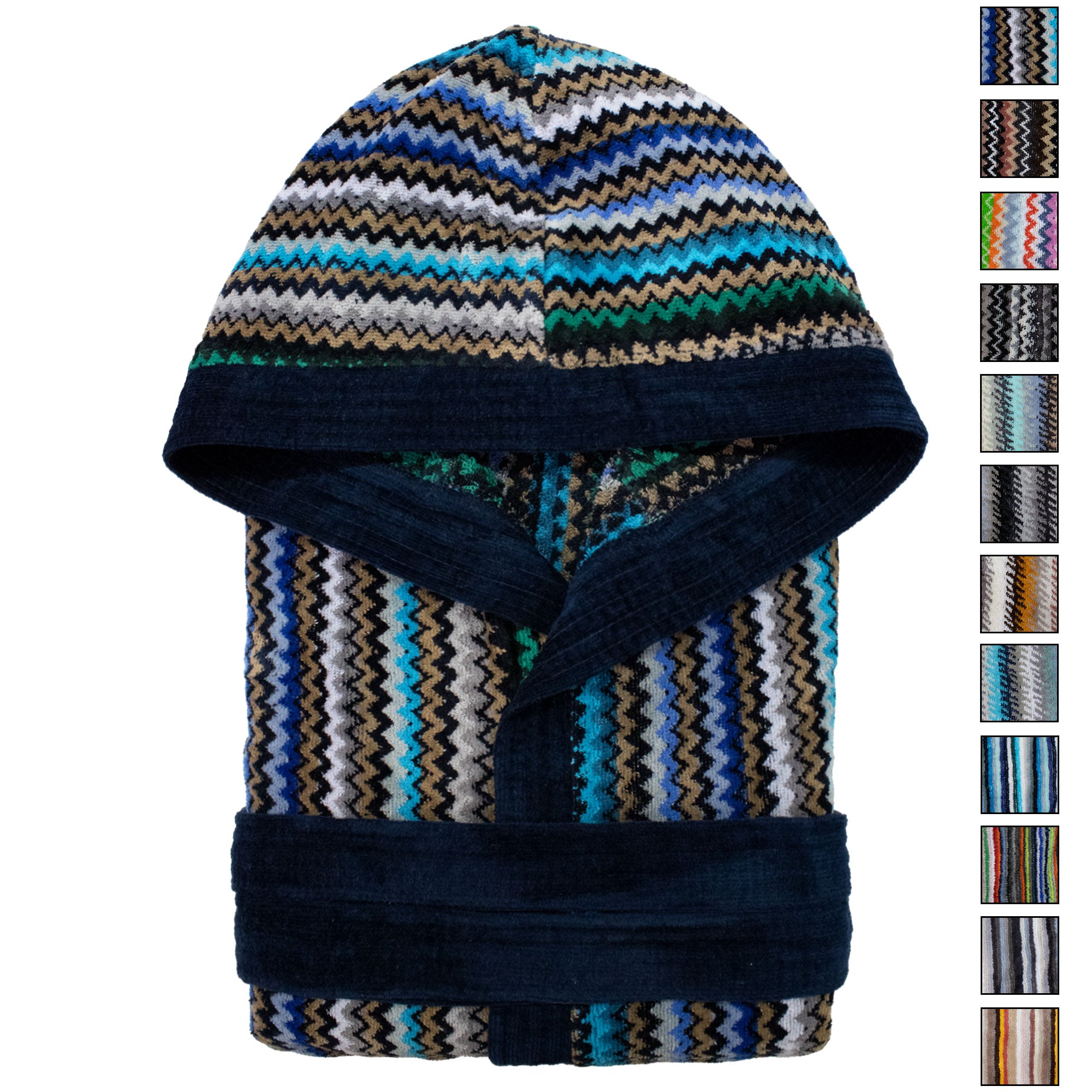 Accappatoio uomo donna in spugna velour cinigliato con cappuccio Jacquard 7126