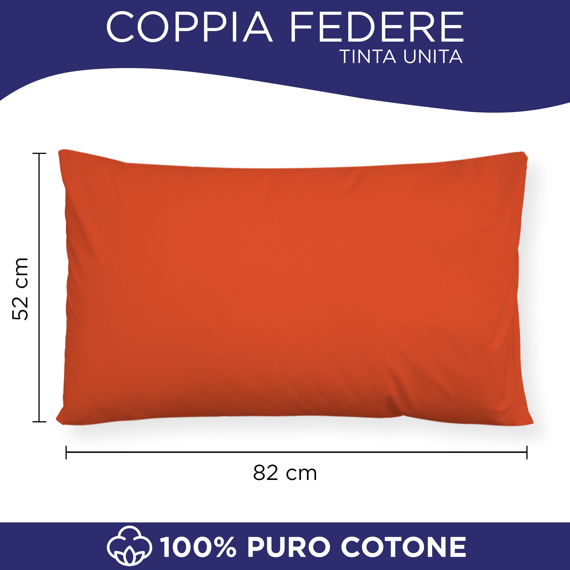 Coppia federe cuscini letto in cotone Copricuscini guanciale in tinta unita 7127