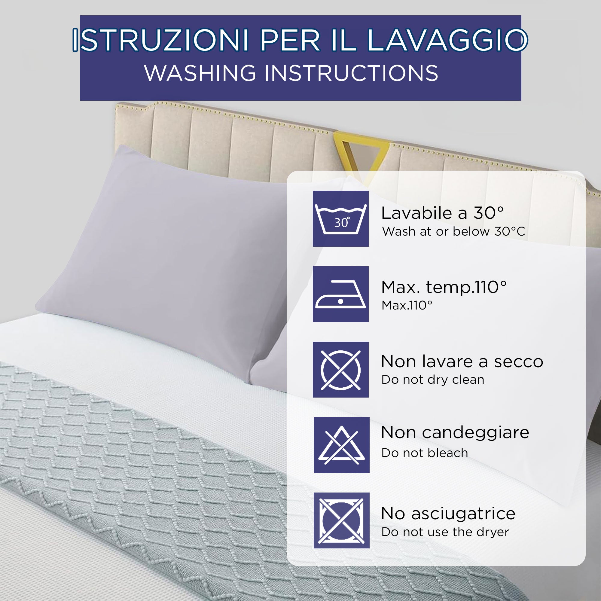 Coppia federe cuscini letto in cotone Copricuscini guanciale in tinta unita 7127