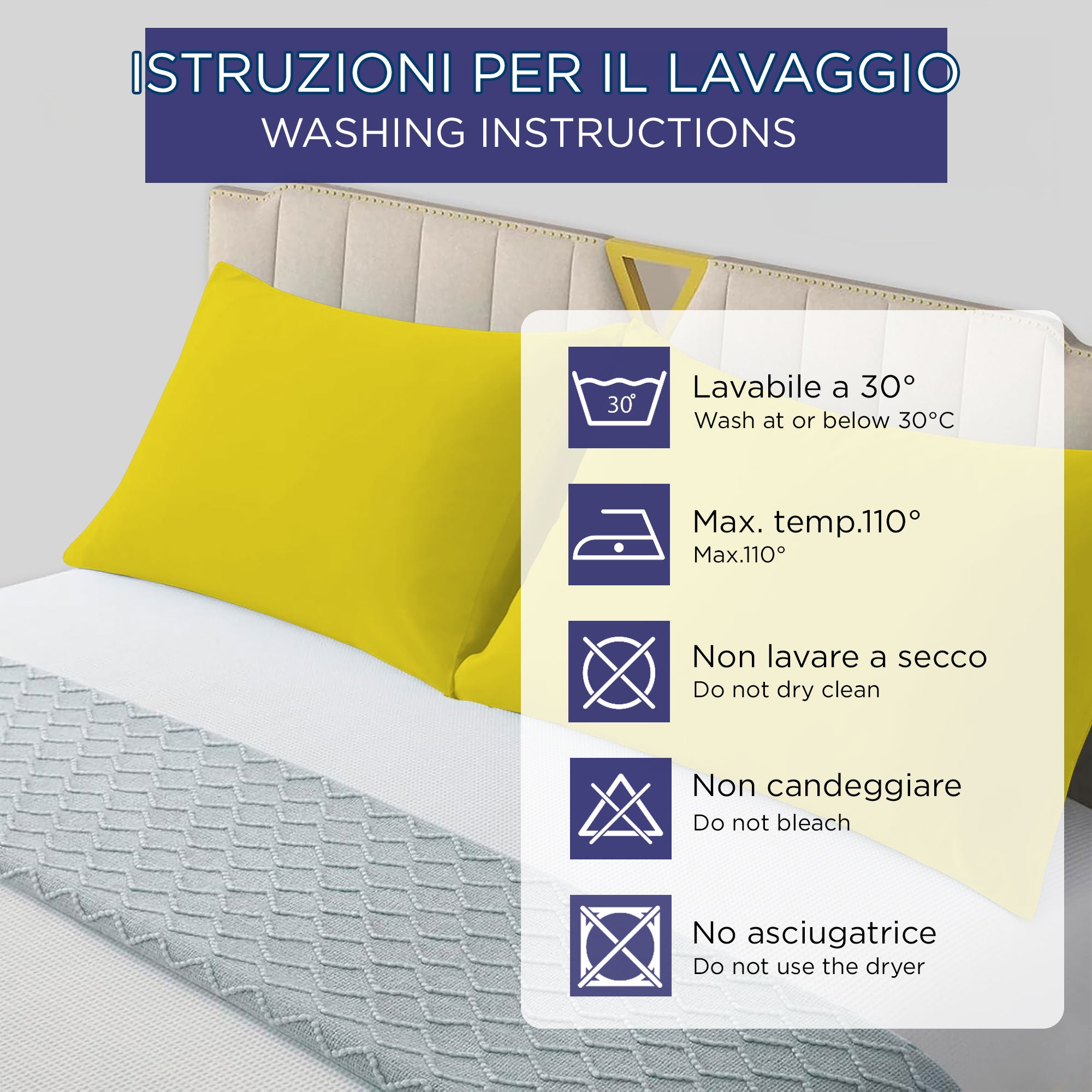 Coppia federe cuscini letto in cotone Copricuscini guanciale in tinta unita 7127