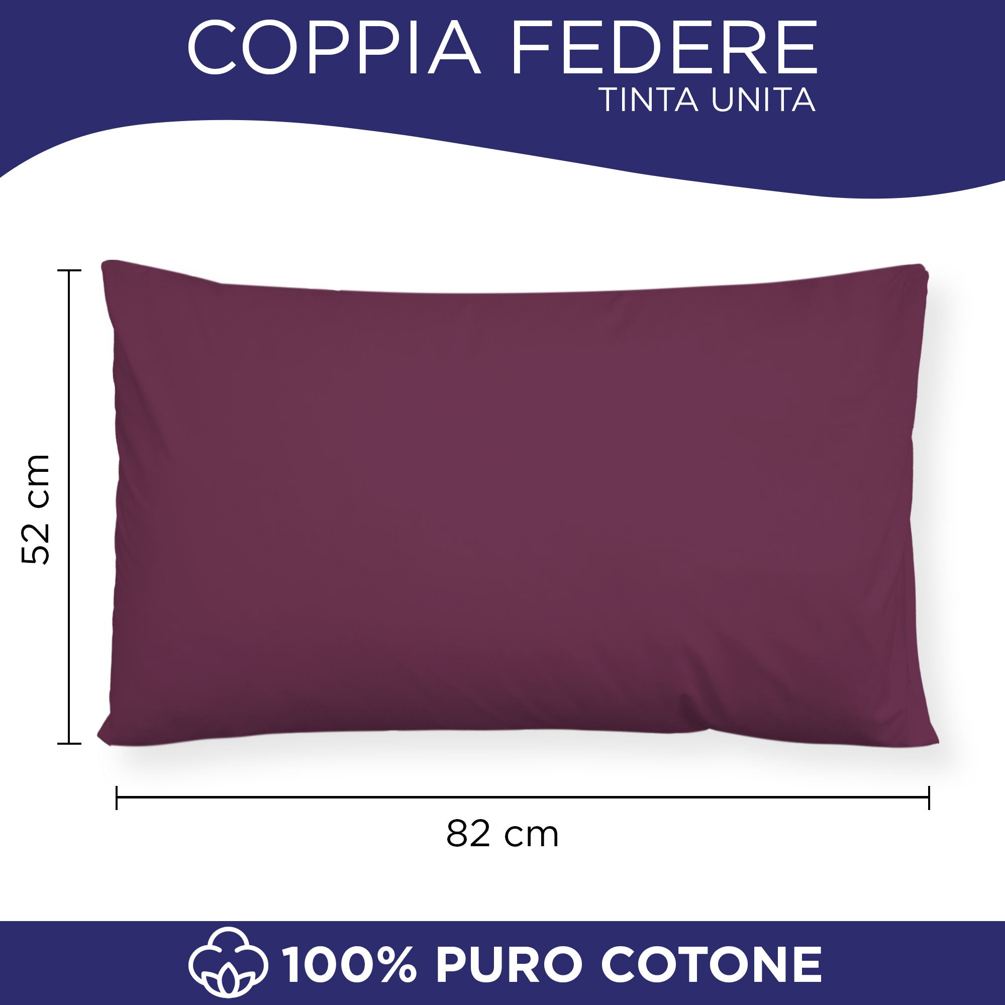 Coppia federe cuscini letto in cotone Copricuscini guanciale in tinta unita 7127