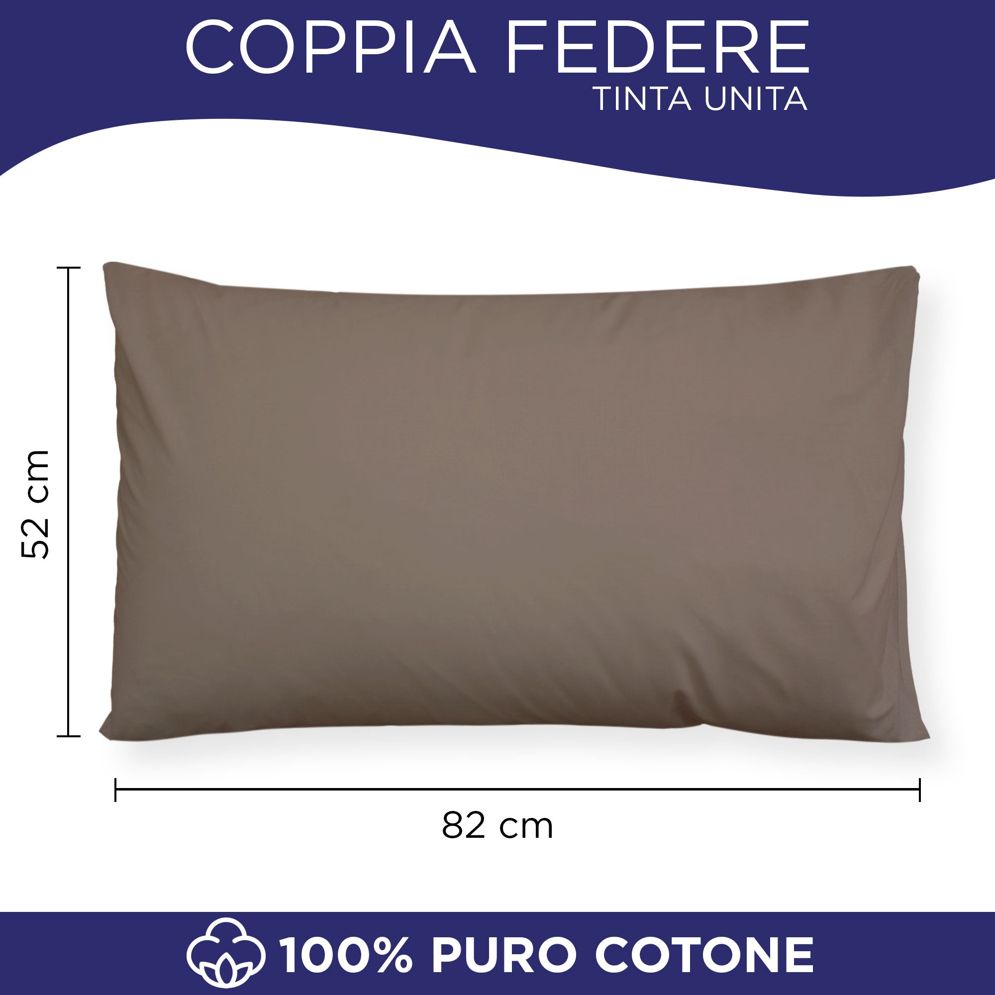 Coppia federe cuscini letto in cotone Copricuscini guanciale in tinta unita 7127