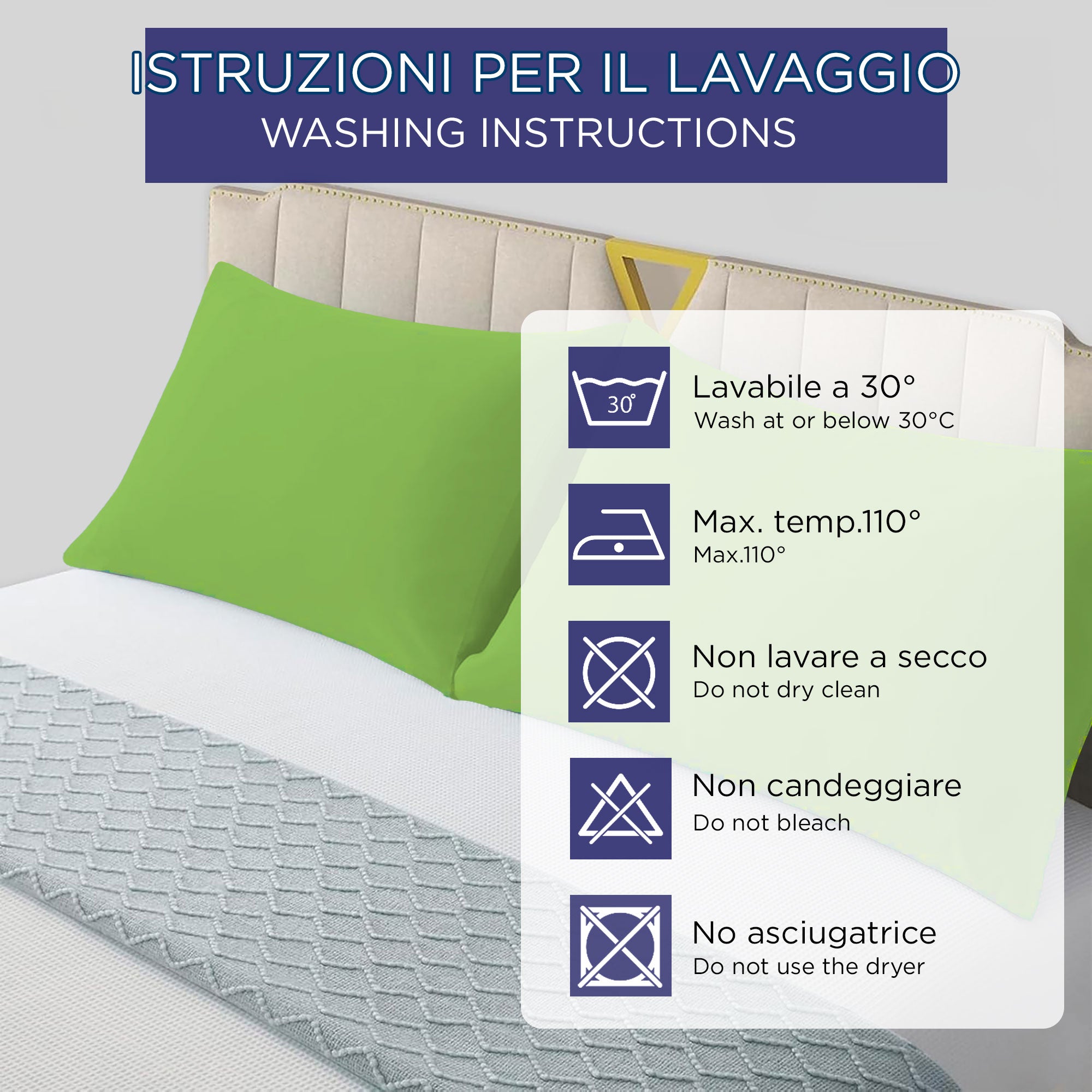 Coppia federe cuscini letto in cotone Copricuscini guanciale in tinta unita 7127