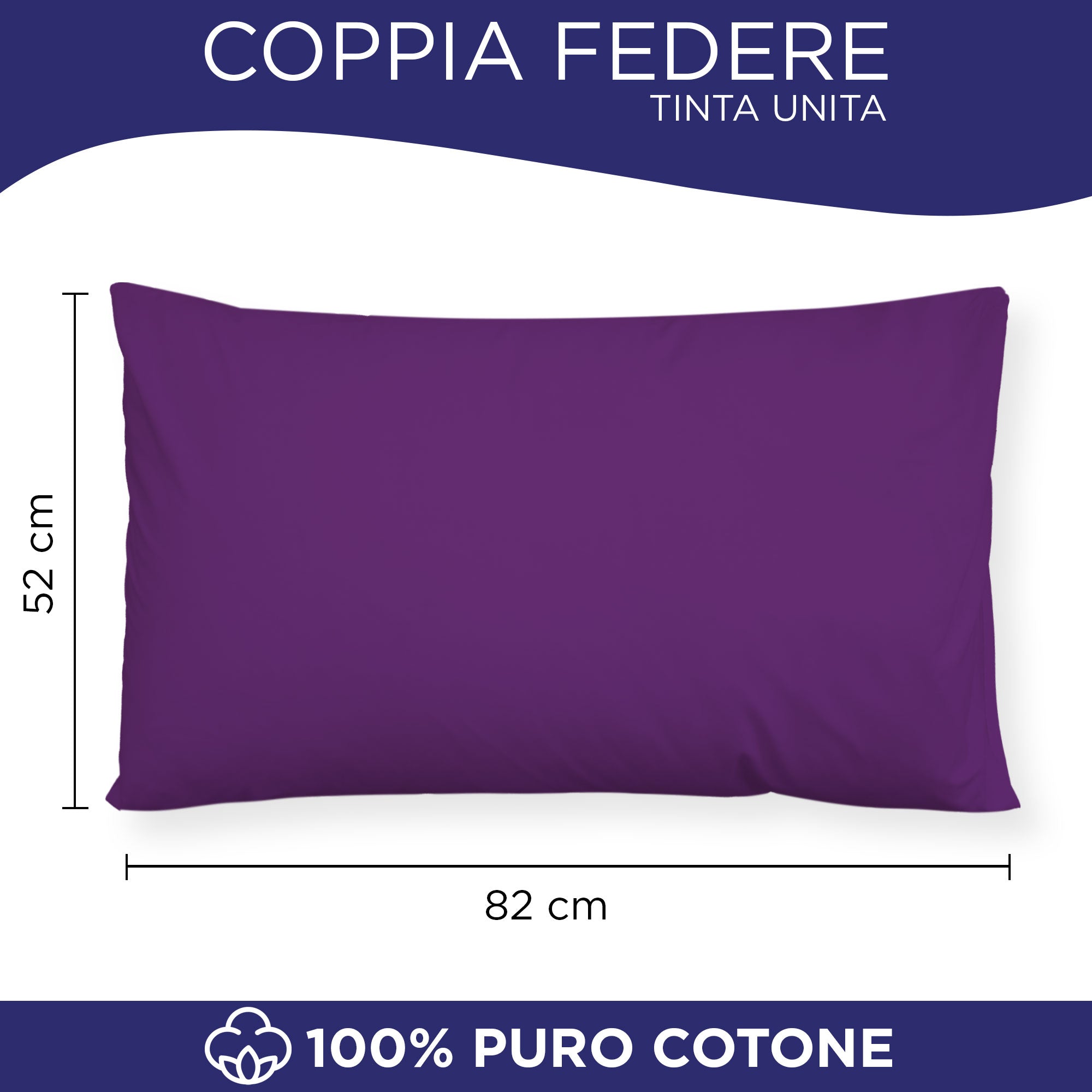 Coppia federe cuscini letto in cotone Copricuscini guanciale in tinta unita 7127
