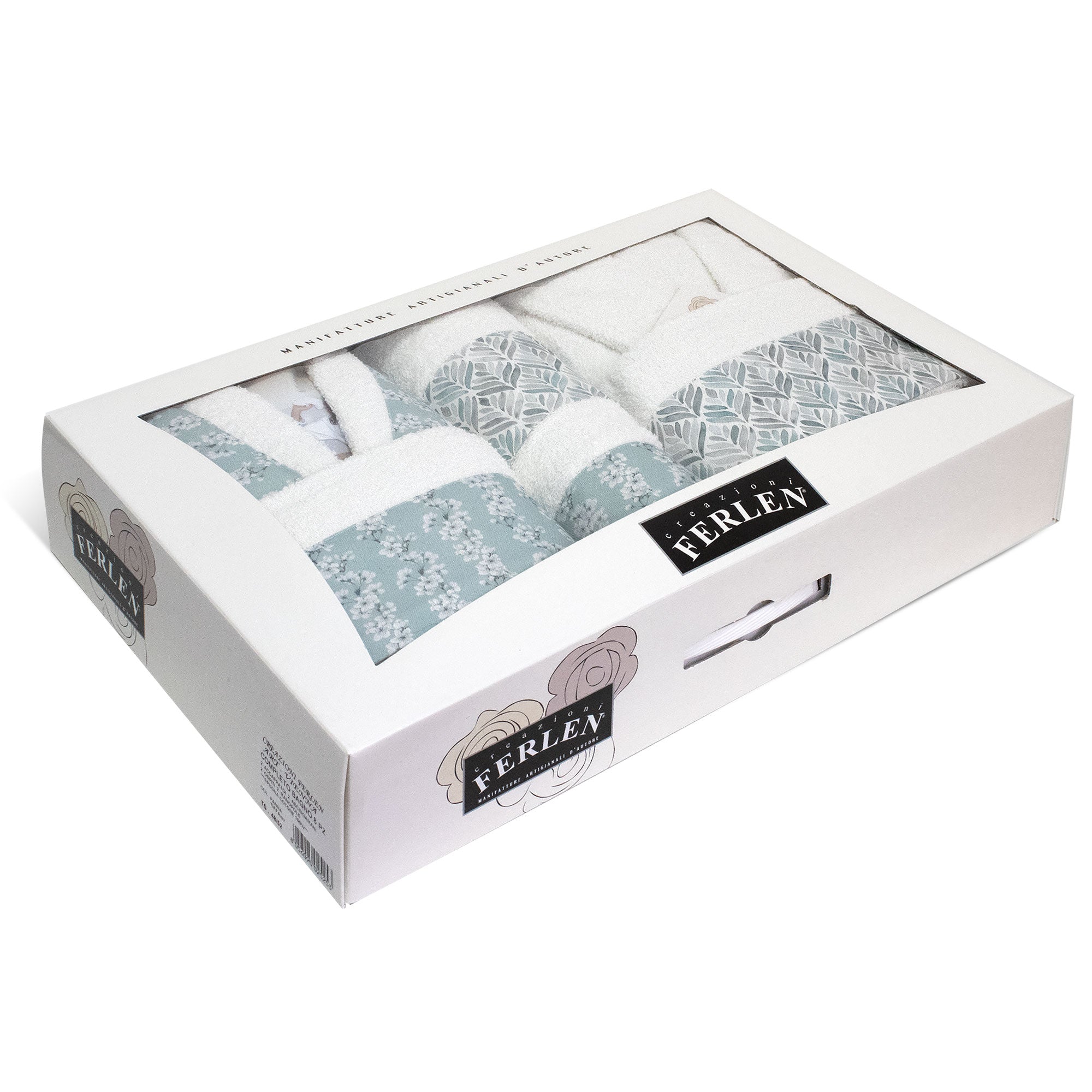 Completo bagno asciugamani accappatoi set uomo donna in spugna di cotone 7128