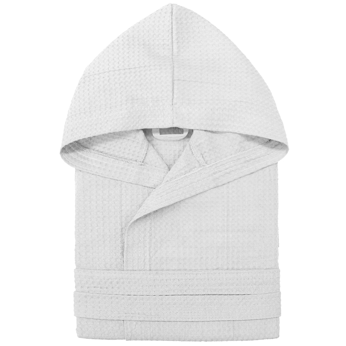Waffelpiqué-Bademantel Unisex Herren / Damen, leicht mit Kapuze und Taschen Modell 7130