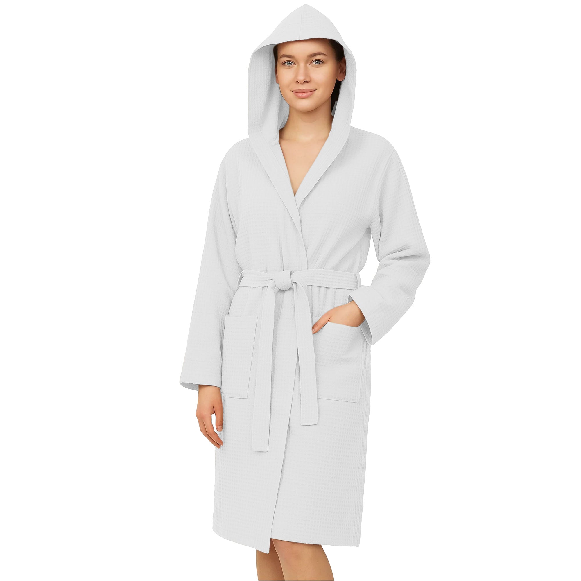 Accappatoio Nido d’Ape Unisex Uomo Donna leggero con Cappuccio e tasche 7130