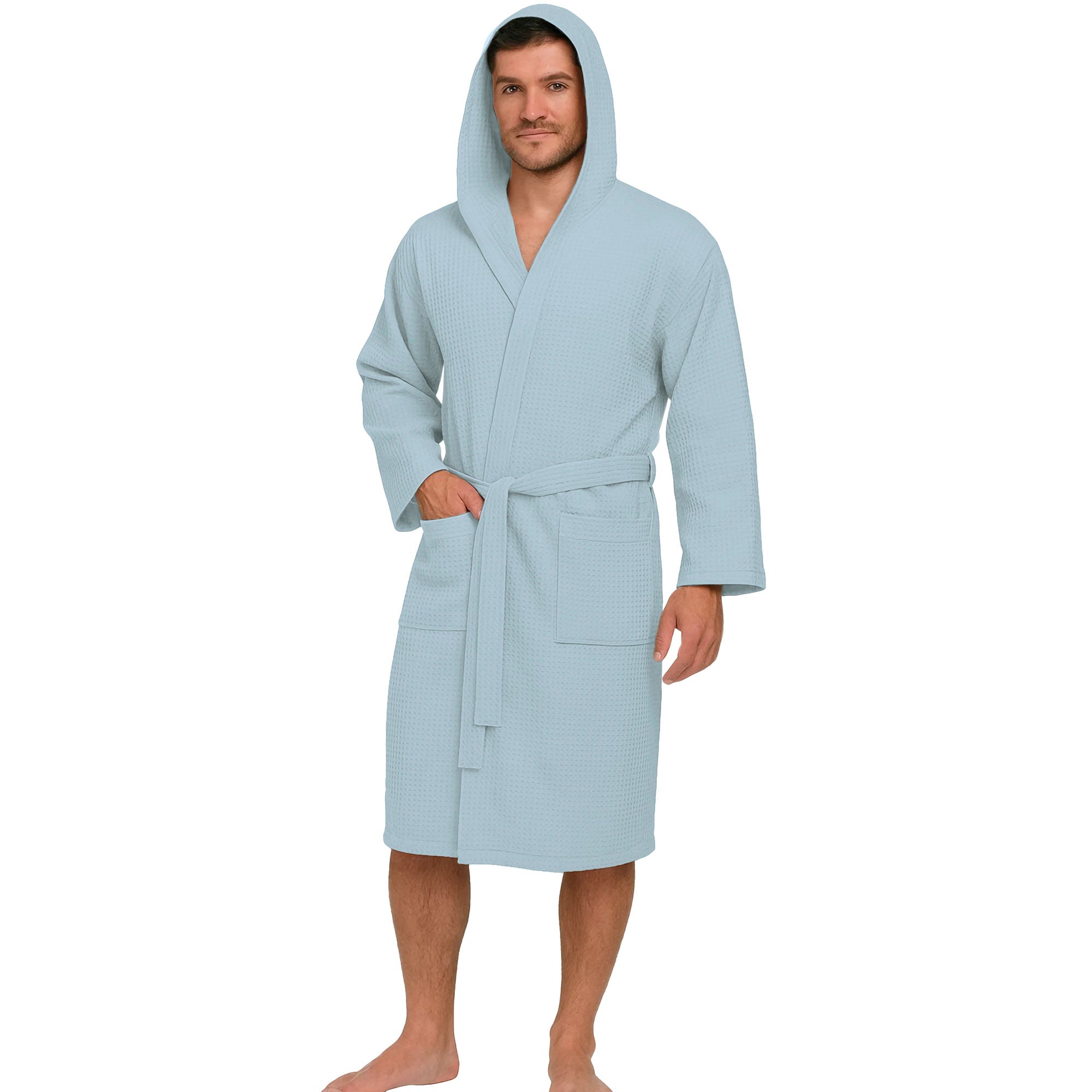 Accappatoio Nido d’Ape Unisex Uomo Donna leggero con Cappuccio e tasche 7130