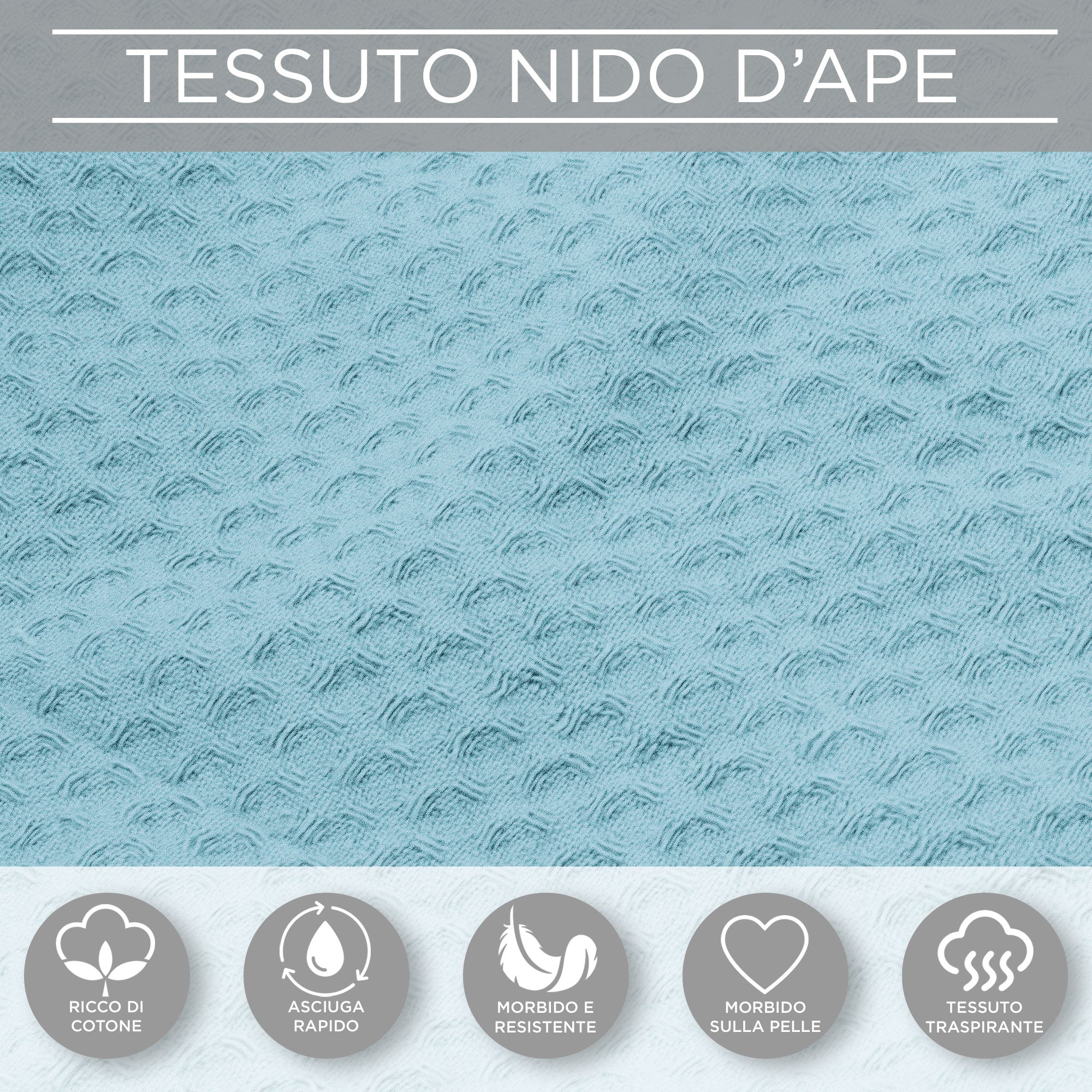 Accappatoio Nido d’Ape Unisex Uomo Donna leggero con Cappuccio e tasche 7130