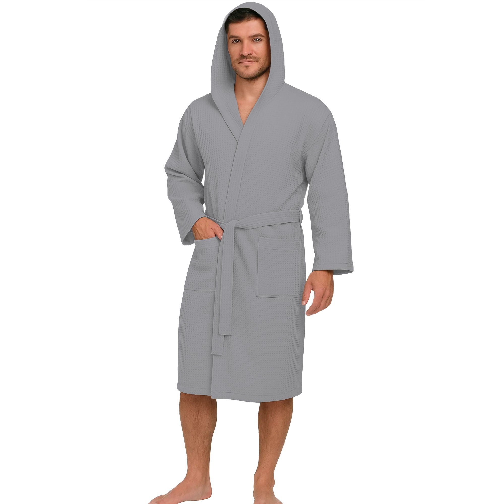 Accappatoio Nido d’Ape Unisex Uomo Donna leggero con Cappuccio e tasche 7130