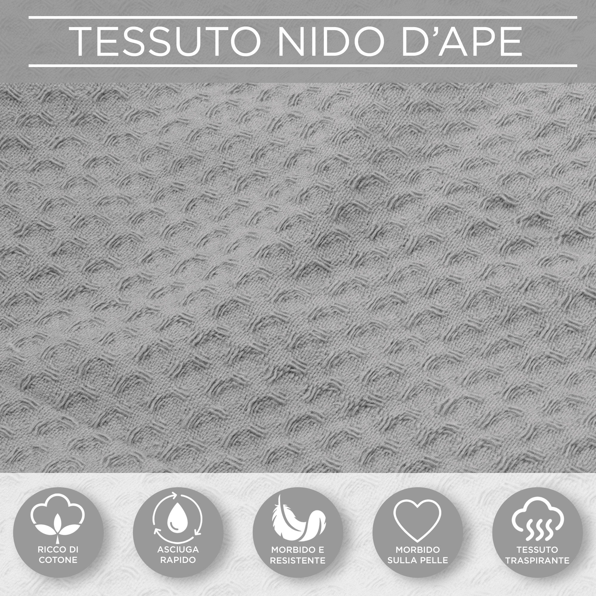 Accappatoio Nido d’Ape Unisex Uomo Donna leggero con Cappuccio e tasche 7130