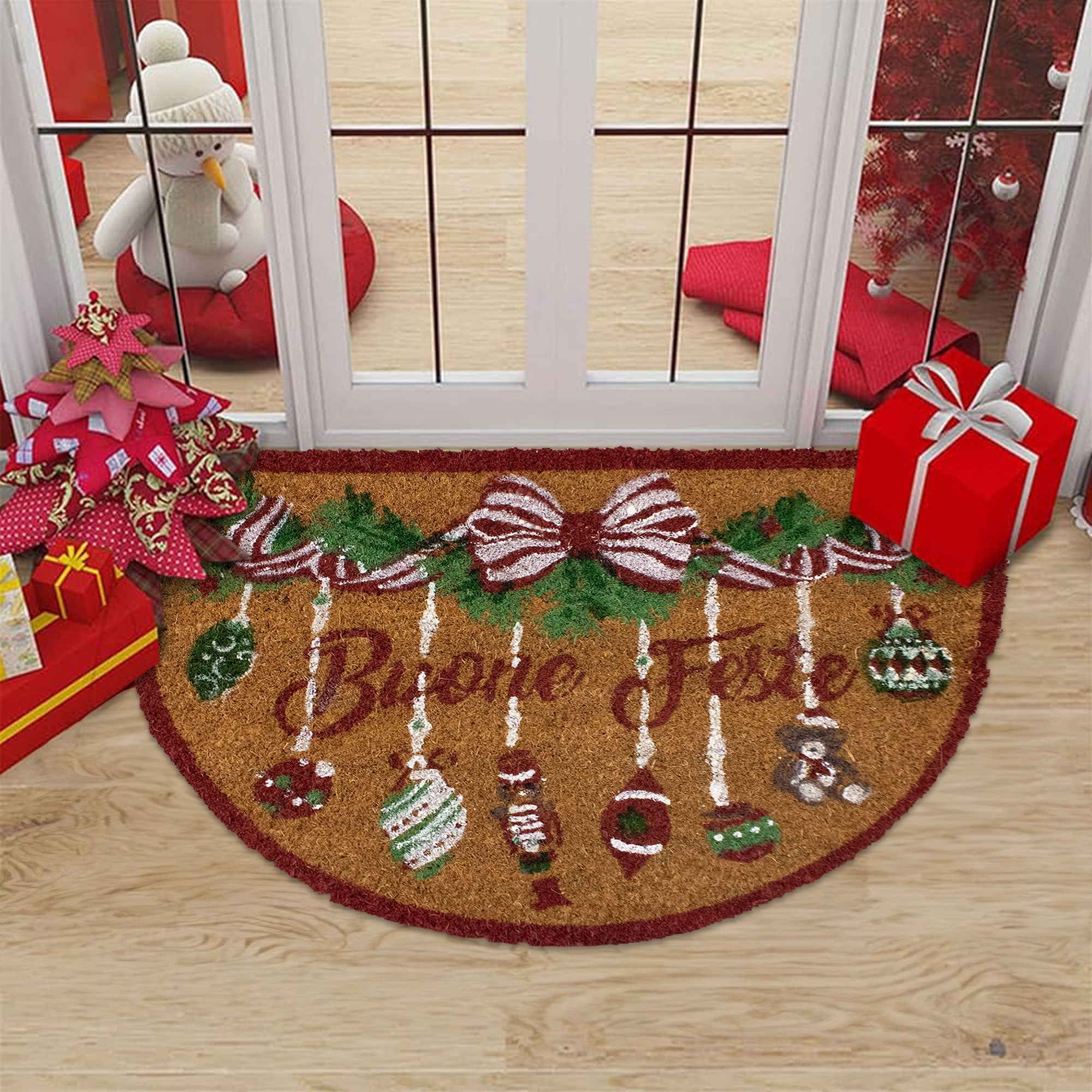 Tappeto zerbino natalizio in cocco stampato antiscivolo 40x60 cm Natale 7131
