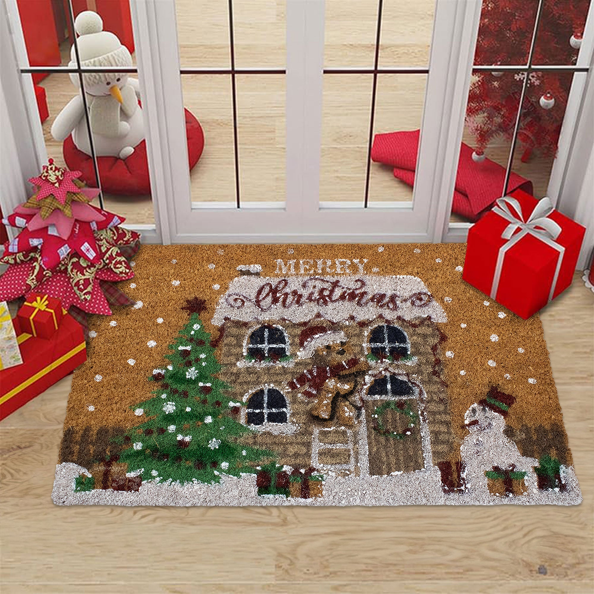Tappeto zerbino natalizio in cocco stampato antiscivolo 40x60 cm Natale 7131