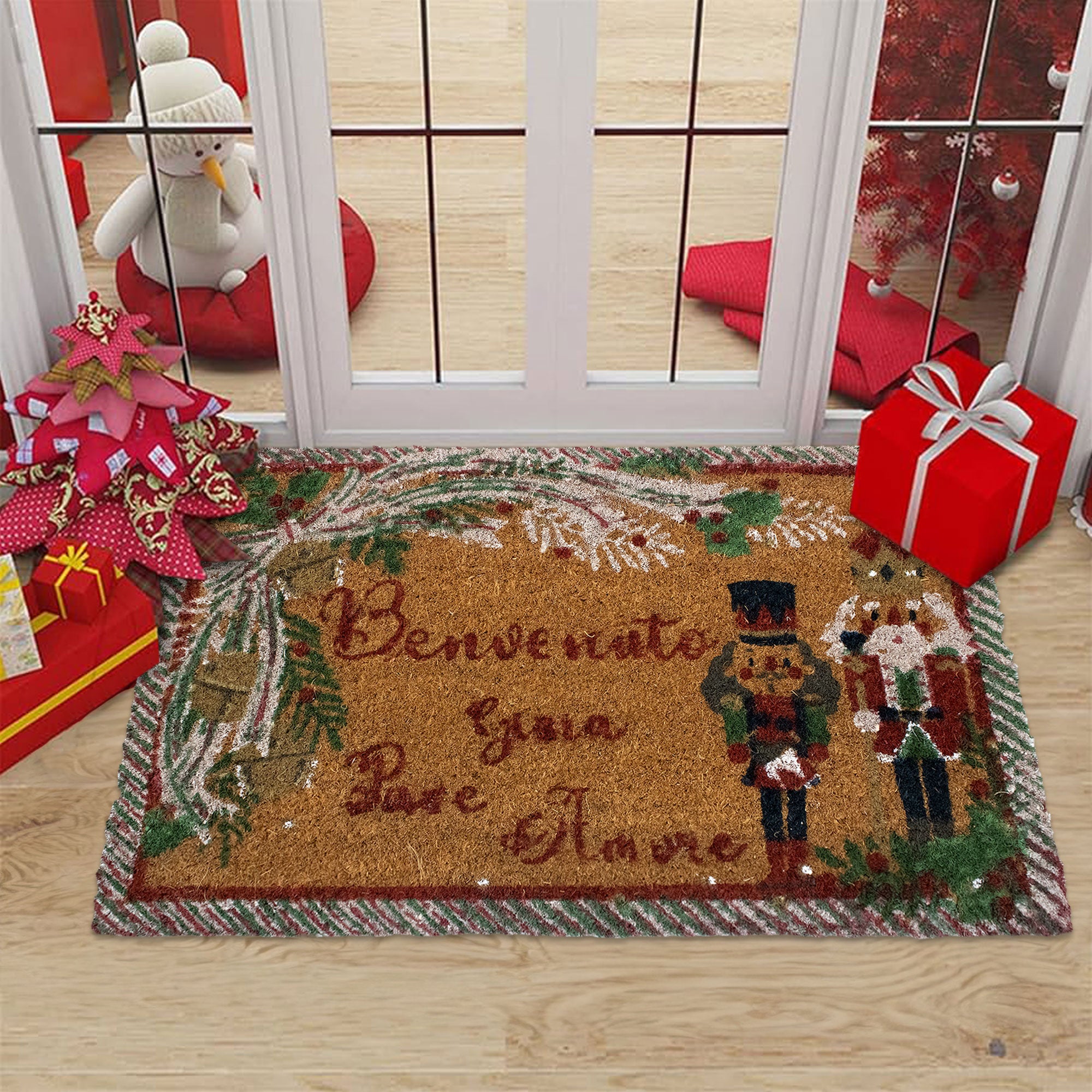 Tappeto zerbino natalizio in cocco stampato antiscivolo 40x60 cm Natale 7131