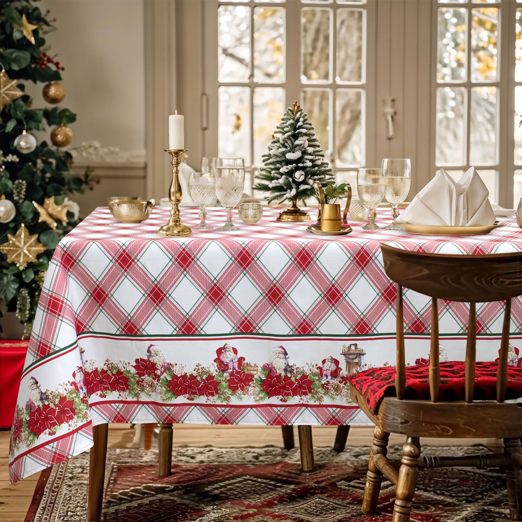 Tovaglia Natalizia in Rasatello Made in Italy Decoro Natale varie misure 7132