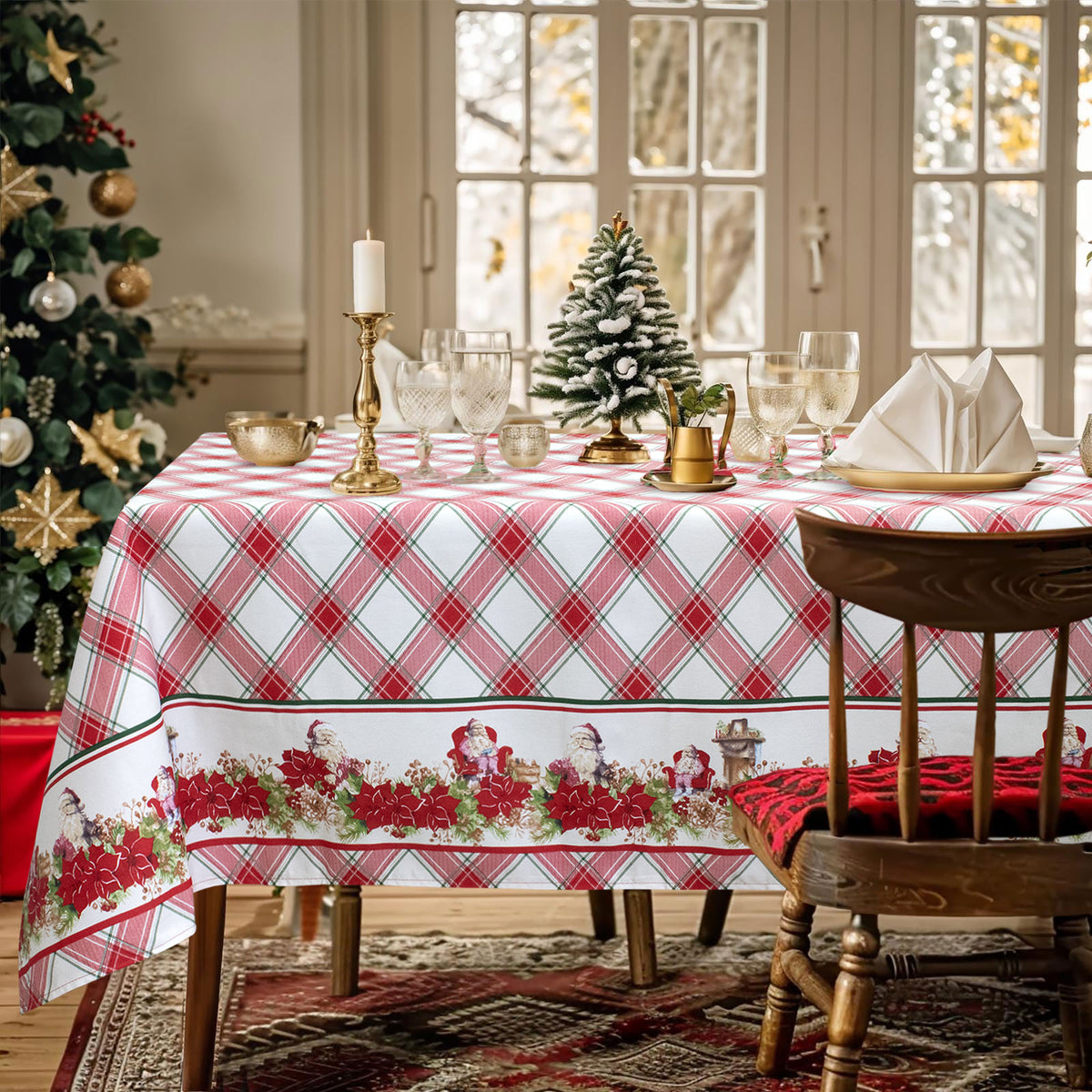 Tovaglia Natalizia in Rasatello Made in Italy Decoro Natale varie misure 7132
