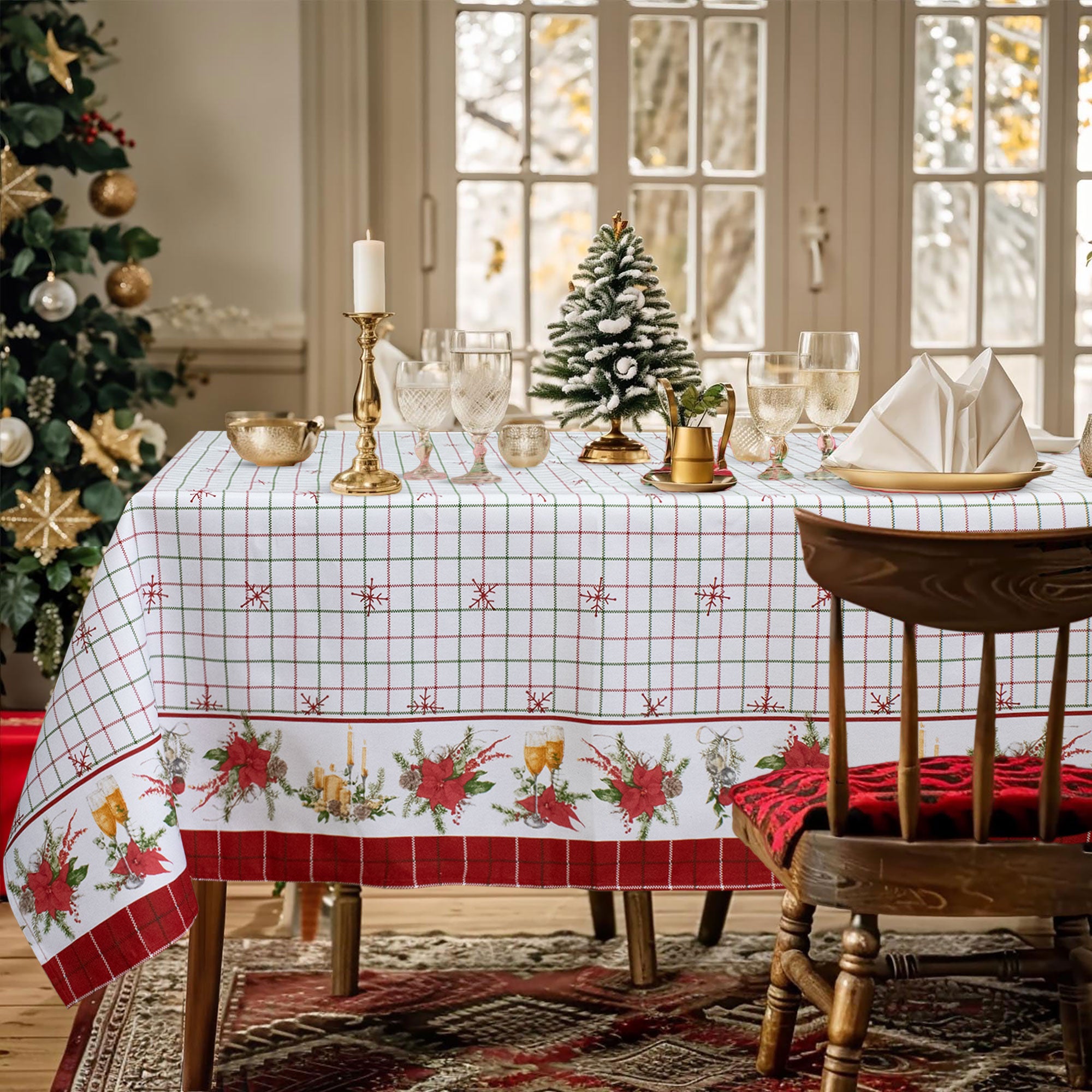 Tovaglia Natalizia in Rasatello Made in Italy Decoro Natale varie misure 7132