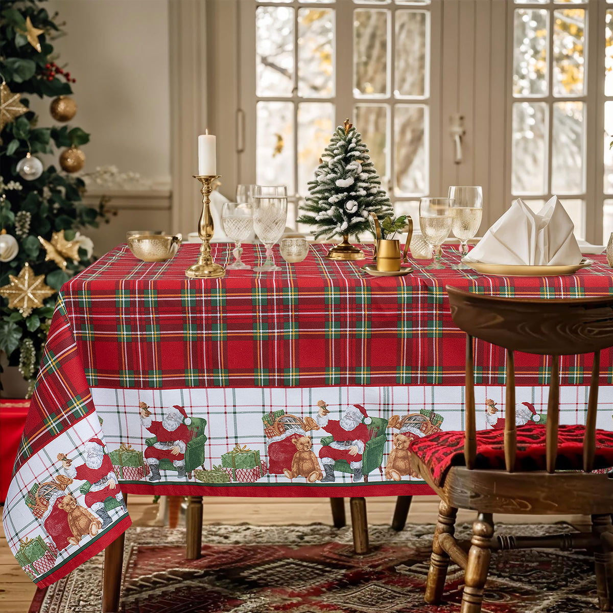 Tovaglia Natalizia in Rasatello Made in Italy Decoro Natale varie misure 7132