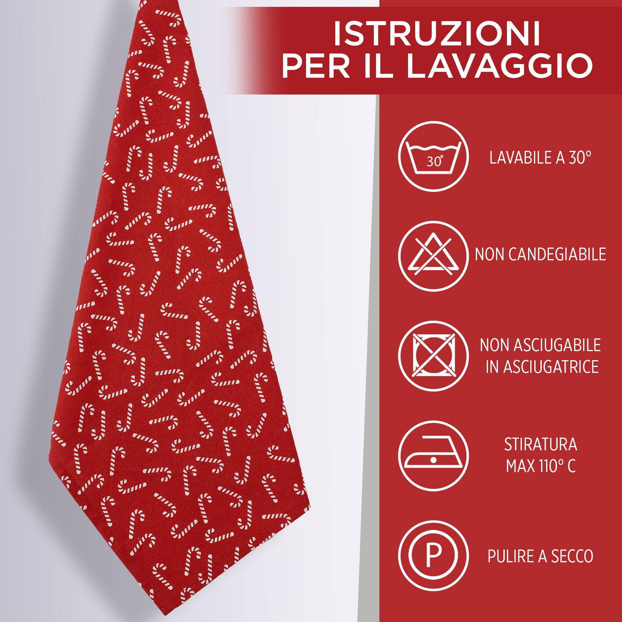 Set Strofinacci Natalizi Canovacci cotone 4 Pezzi Decoro Natale Idea Regalo 7134