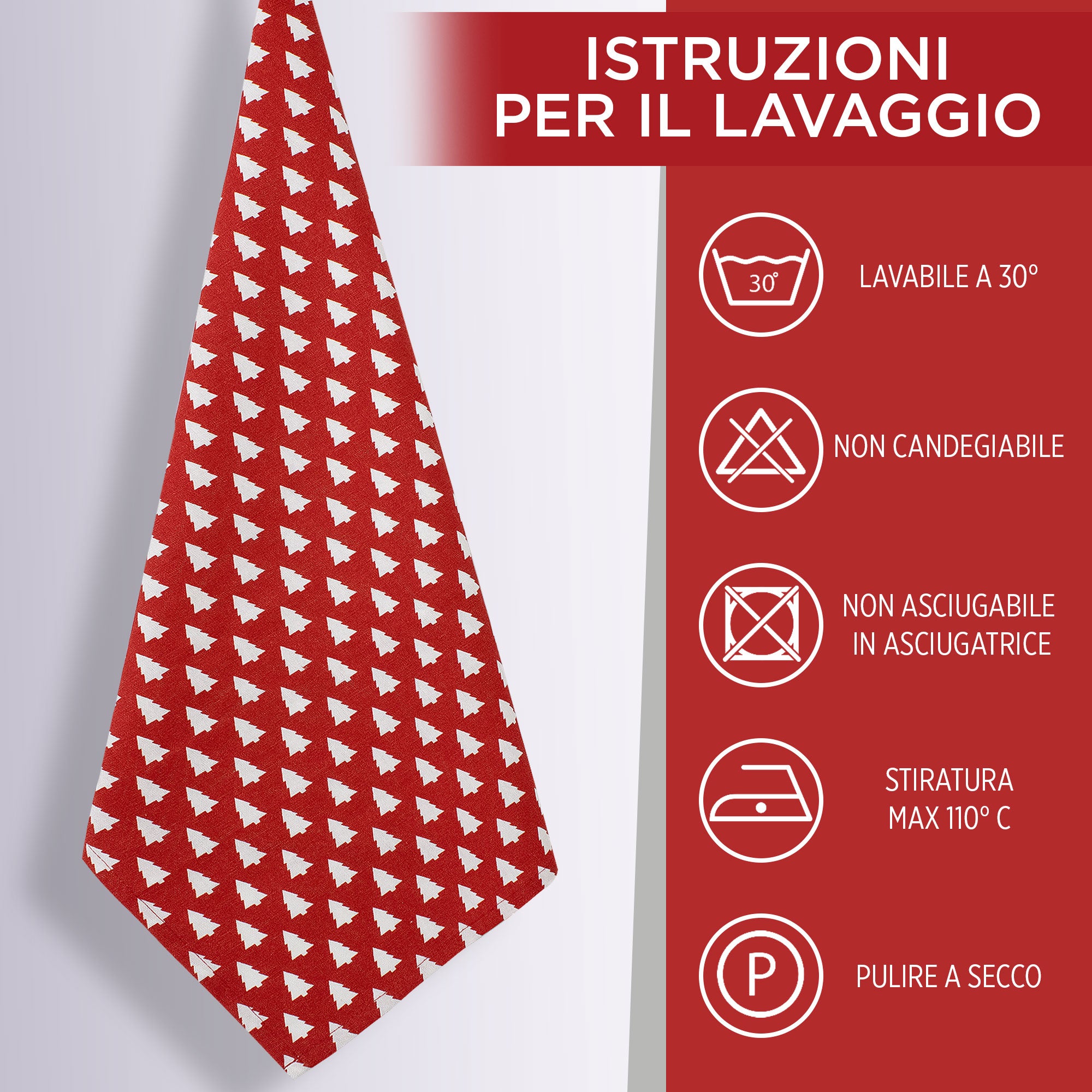 Set Strofinacci Natalizi Canovacci cotone 4 Pezzi Decoro Natale Idea Regalo 7134