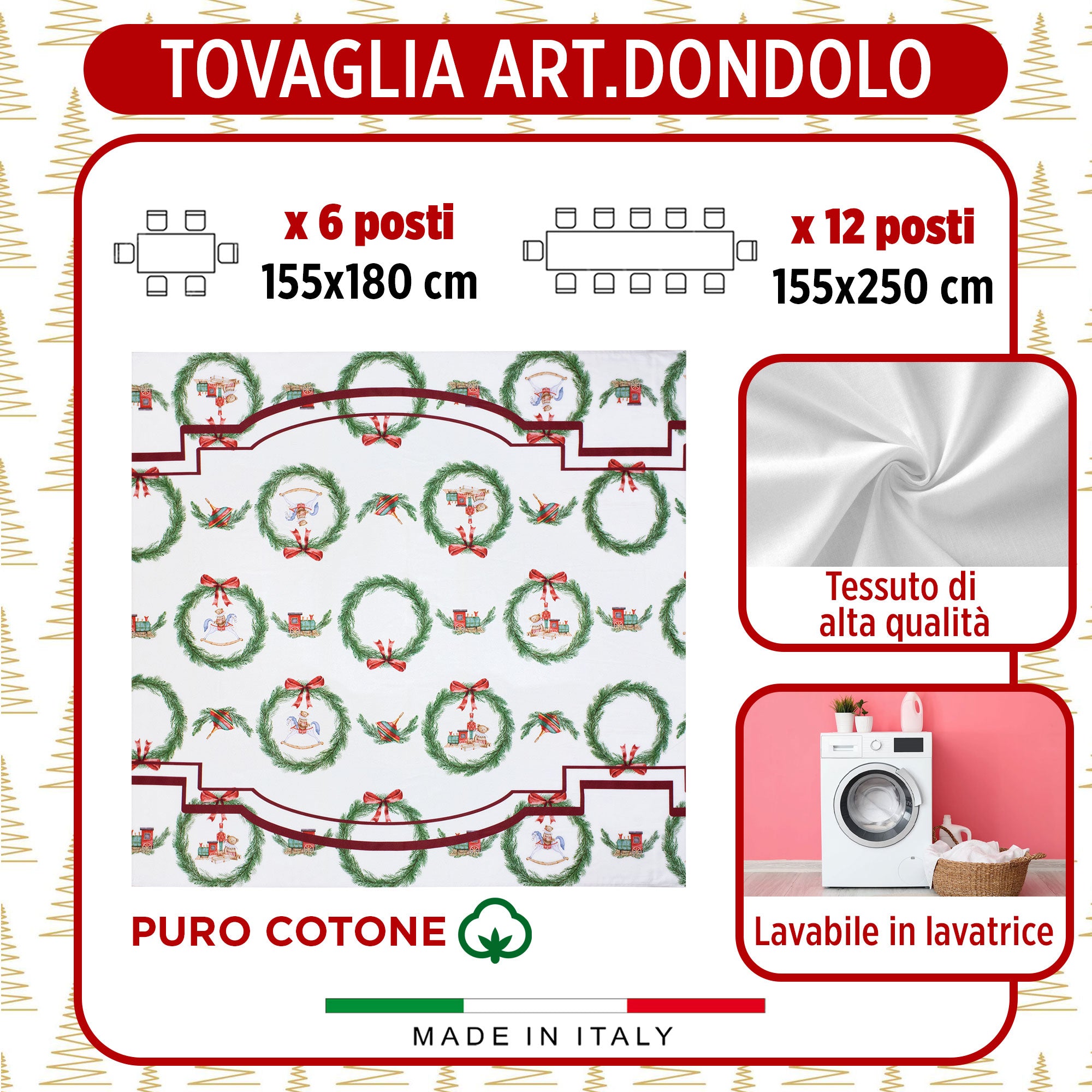 Tovaglia Natalizia stampa Digitale copritavolo Decoro Natale varie misure 7140