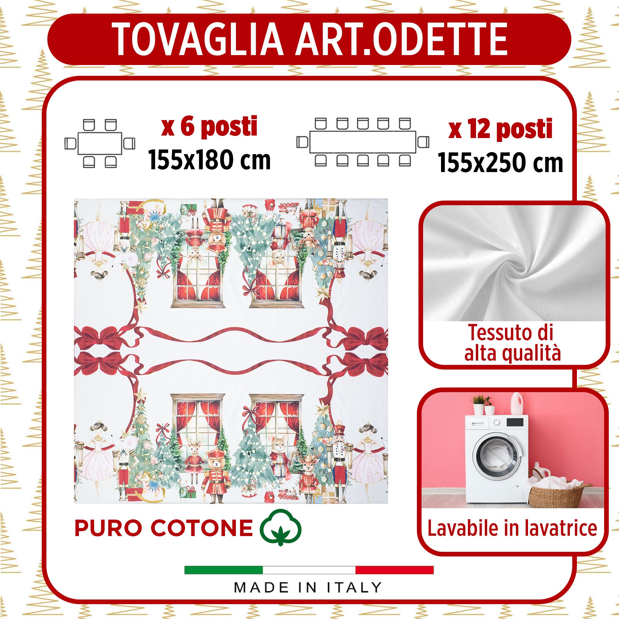 Tovaglia Natalizia stampa Digitale copritavolo Decoro Natale varie misure 7141