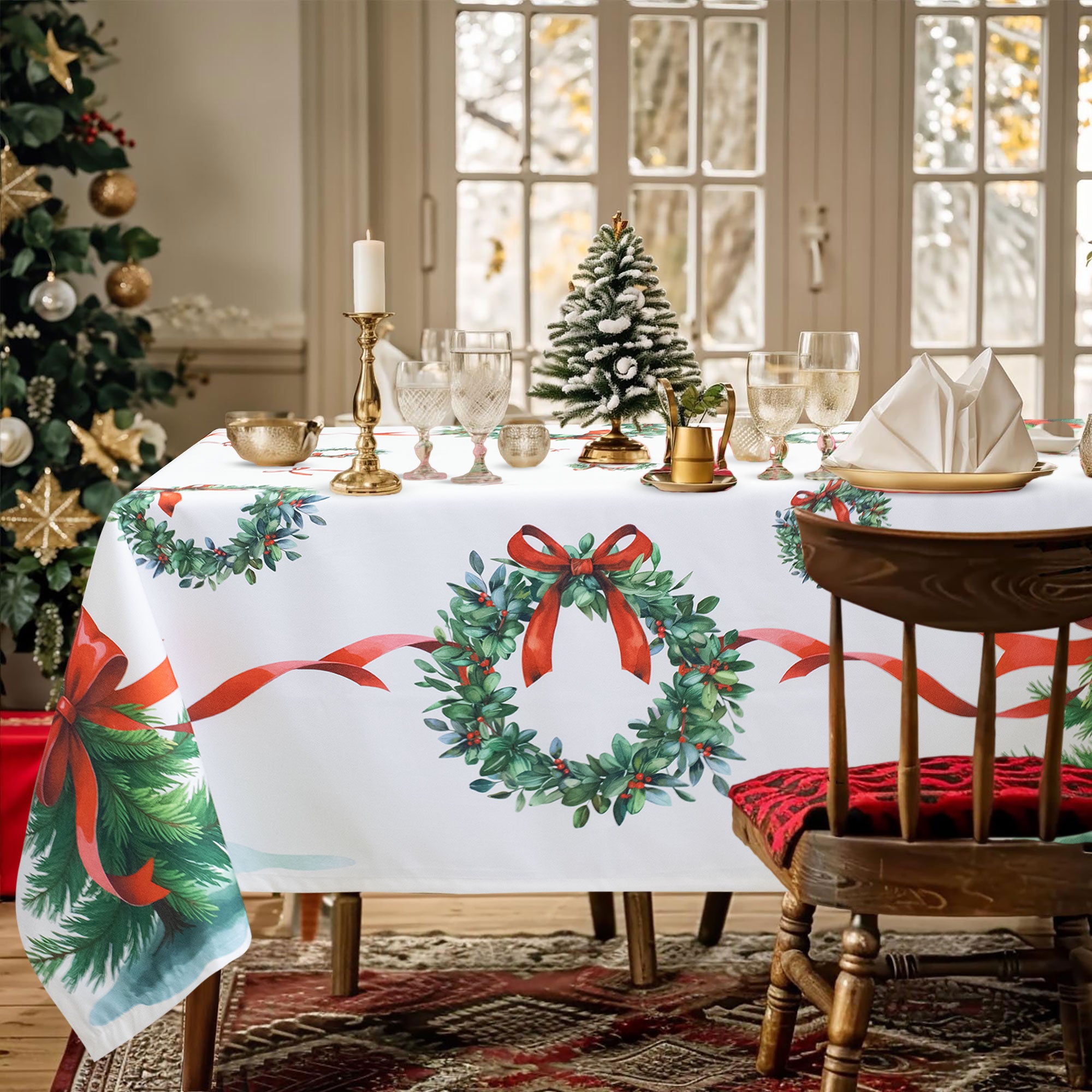 Tovaglia Natalizia antimacchia copritavolo Decoro Natale varie misure 7142