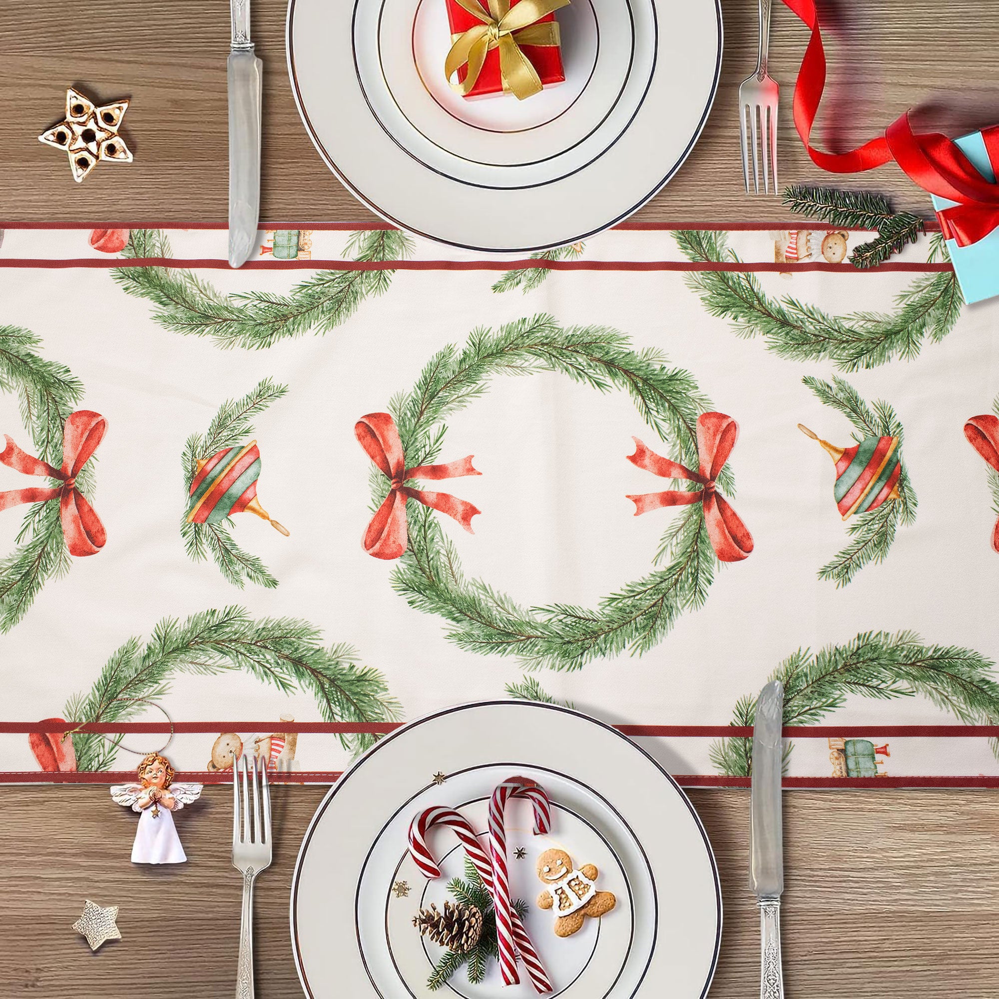 Runner natalizio da tavolo Cotone decorazioni Centrotavola Natale Dondolo 7144