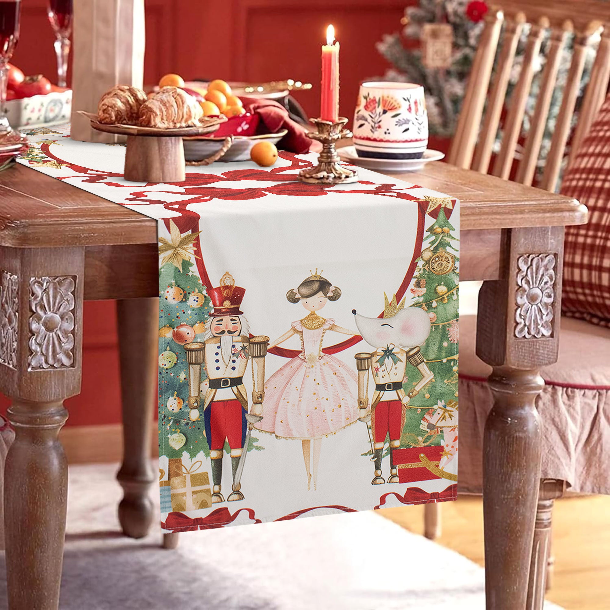 Runner natalizio da tavolo Cotone decorazioni Centrotavola Natale Odette 7145