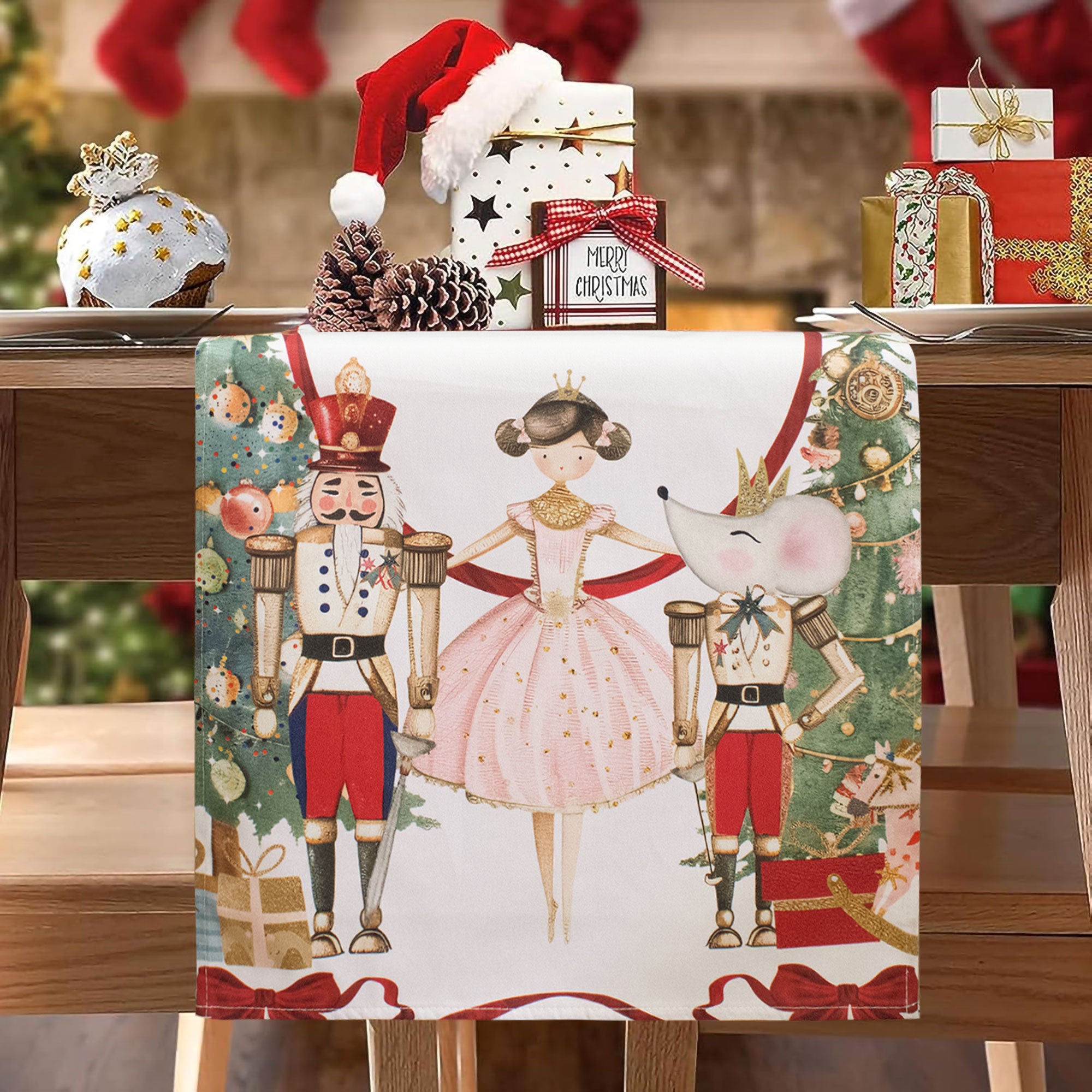 Runner natalizio da tavolo Cotone decorazioni Centrotavola Natale Odette 7145