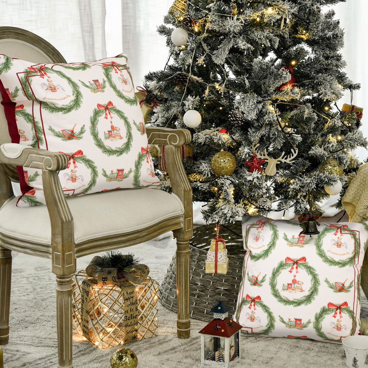 Cuscino arredo natalizio in Cotone addobbi decori Natale Dondolo 7146