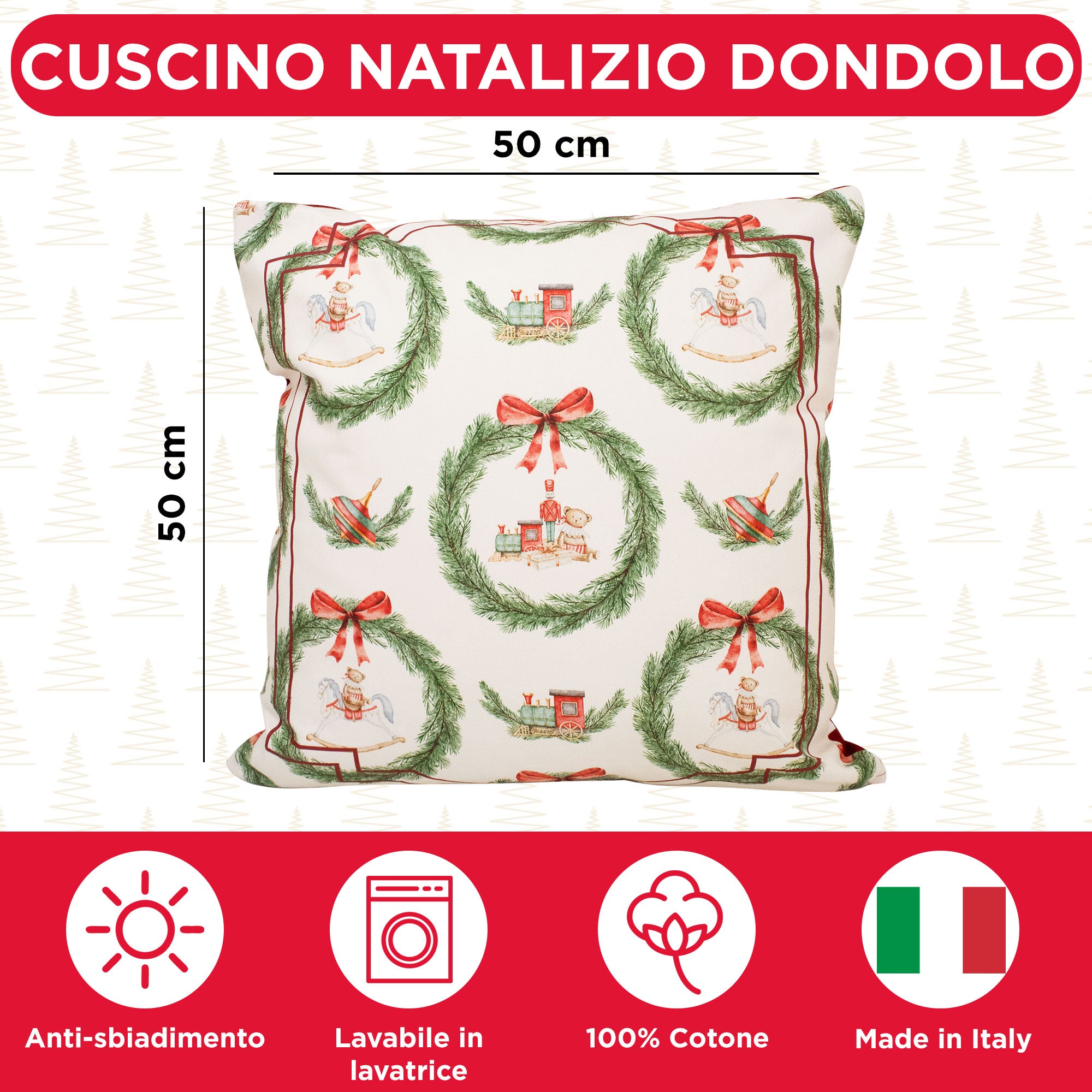 Cuscino arredo natalizio in Cotone addobbi decori Natale Dondolo 7146