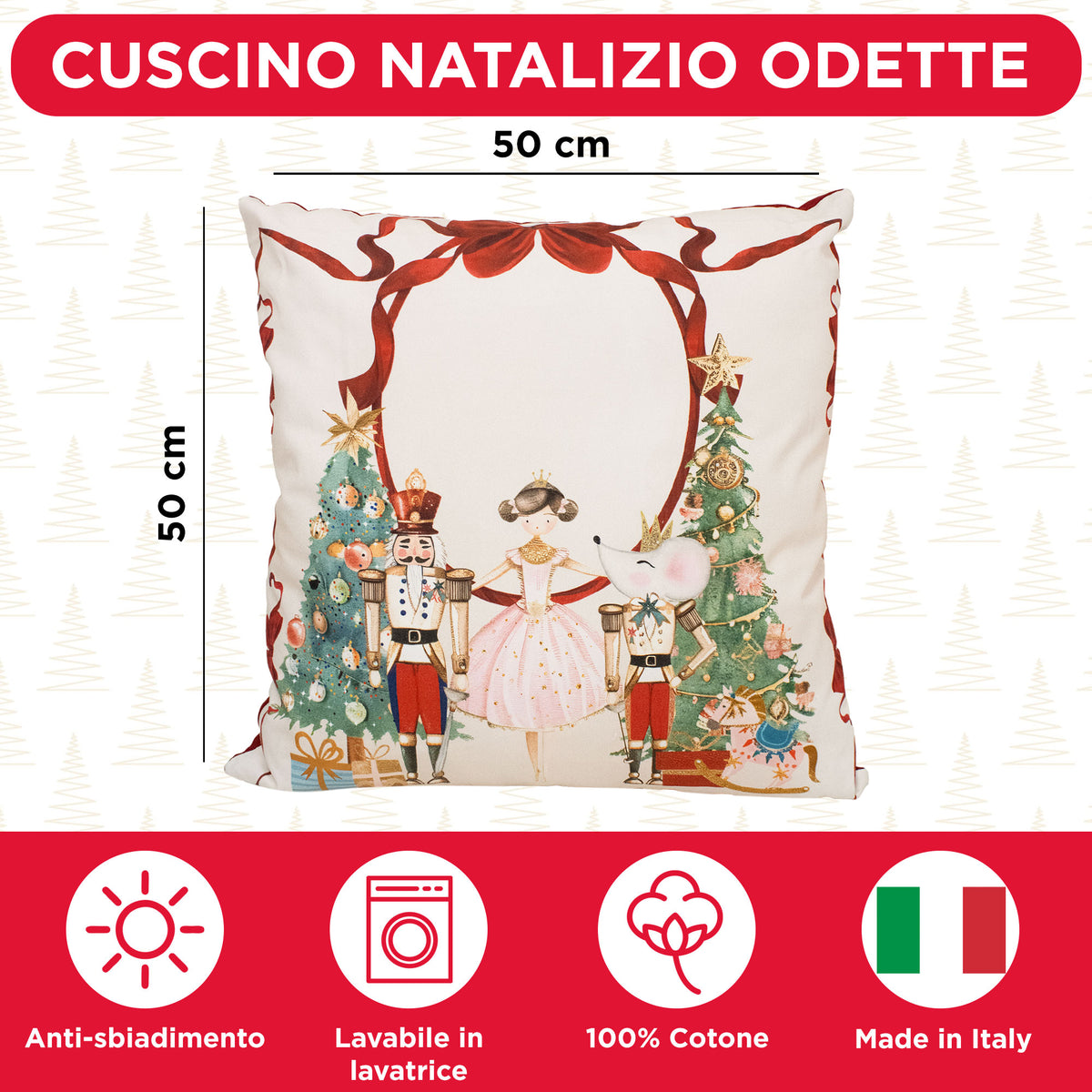 Cuscino arredo natalizio in Cotone addobbi decori Natale Odette 7147