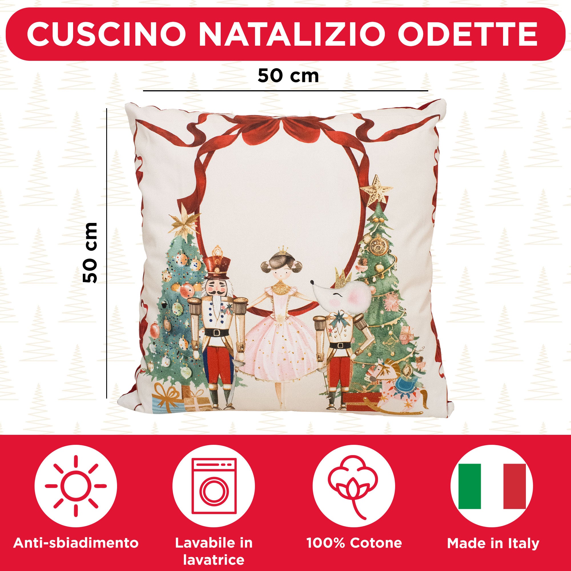 Cuscino arredo natalizio in Cotone addobbi decori Natale Odette 7147