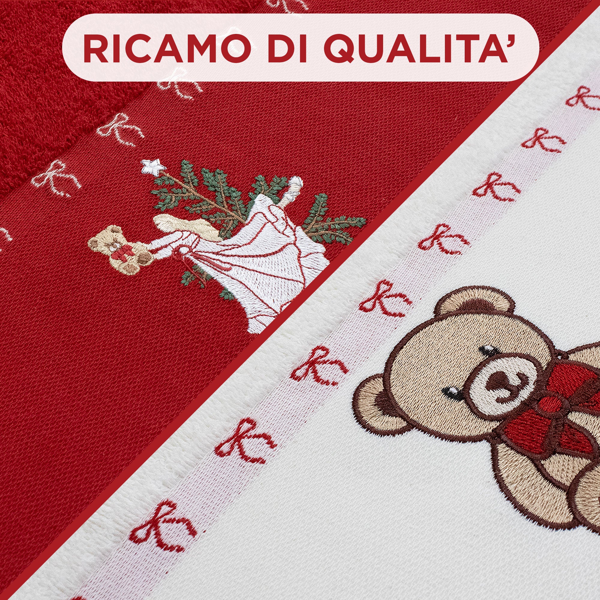 Set Strofinacci natalizi 2pz Canovacci Natale in spugna cotone ricamati 7152